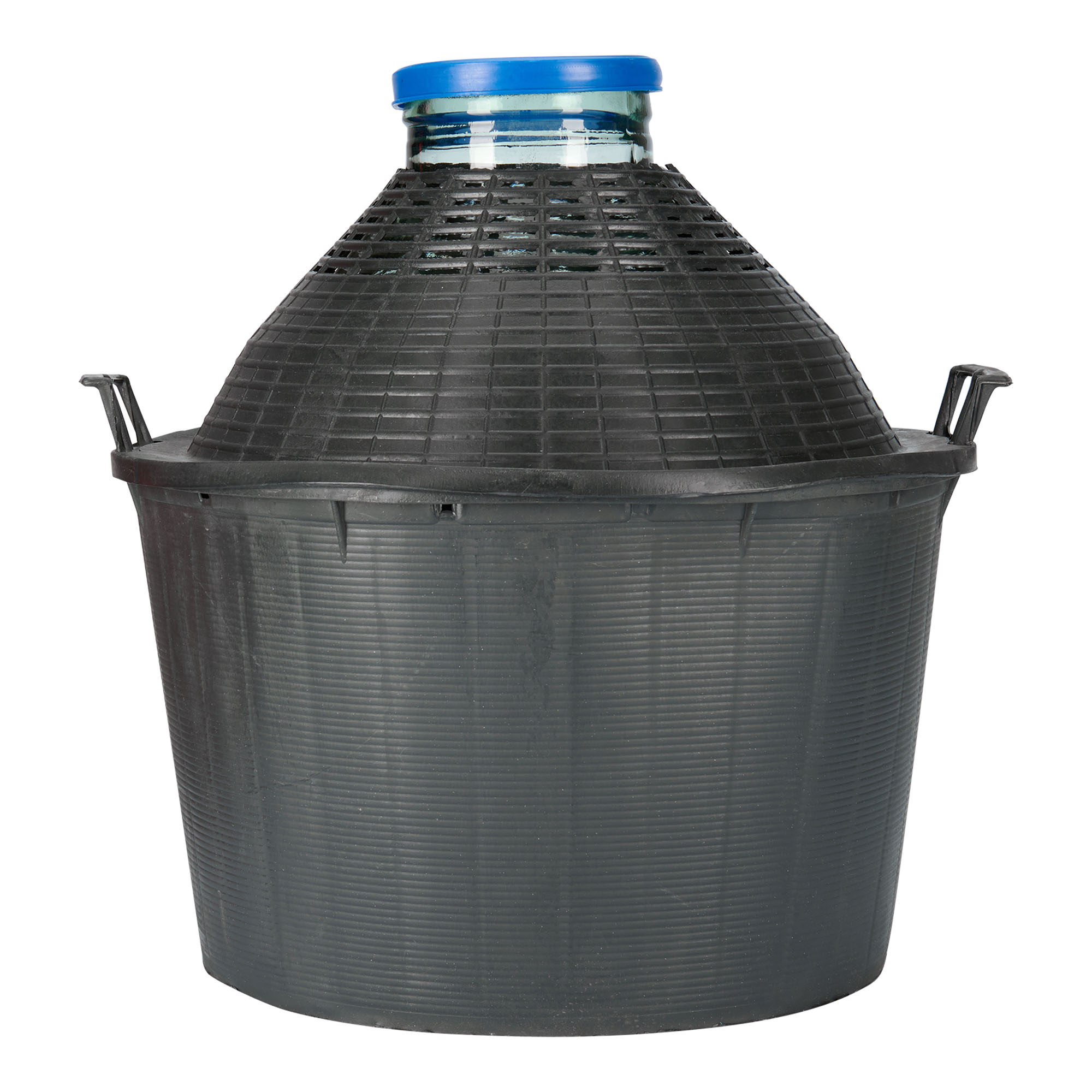 Botella de balón de 34 l, boca ancha, vidrio, boca: tapa de solapa