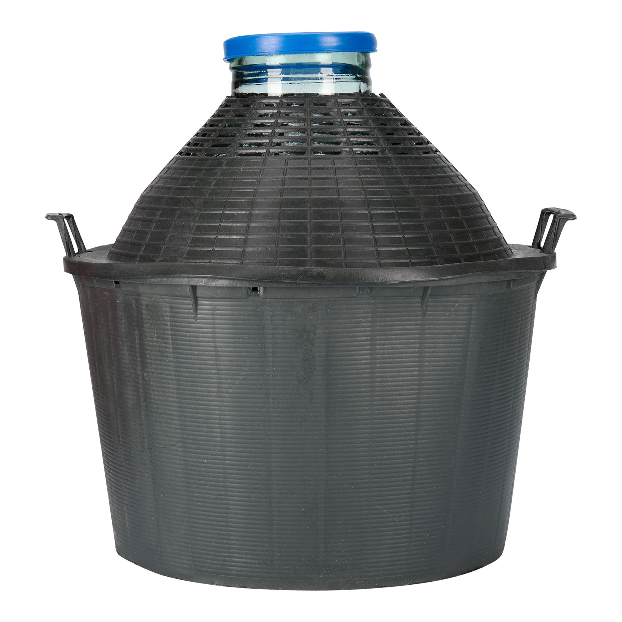 Botella de balón de 34 l, boca ancha, vidrio, boca: tapa de solapa