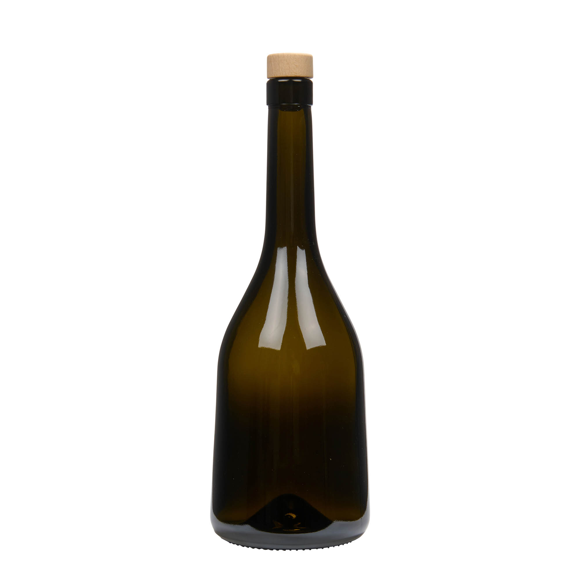 Botella de vidrio de 750 ml 'Rustica', verde antiguo, boca: corcho