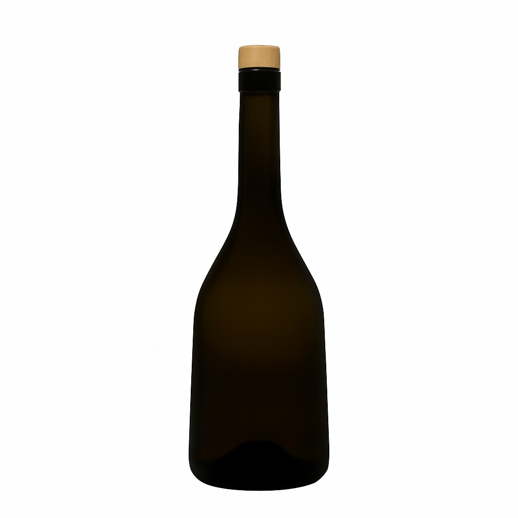 Botella de vidrio de 750 ml 'Rustica', verde antiguo, boca: corcho