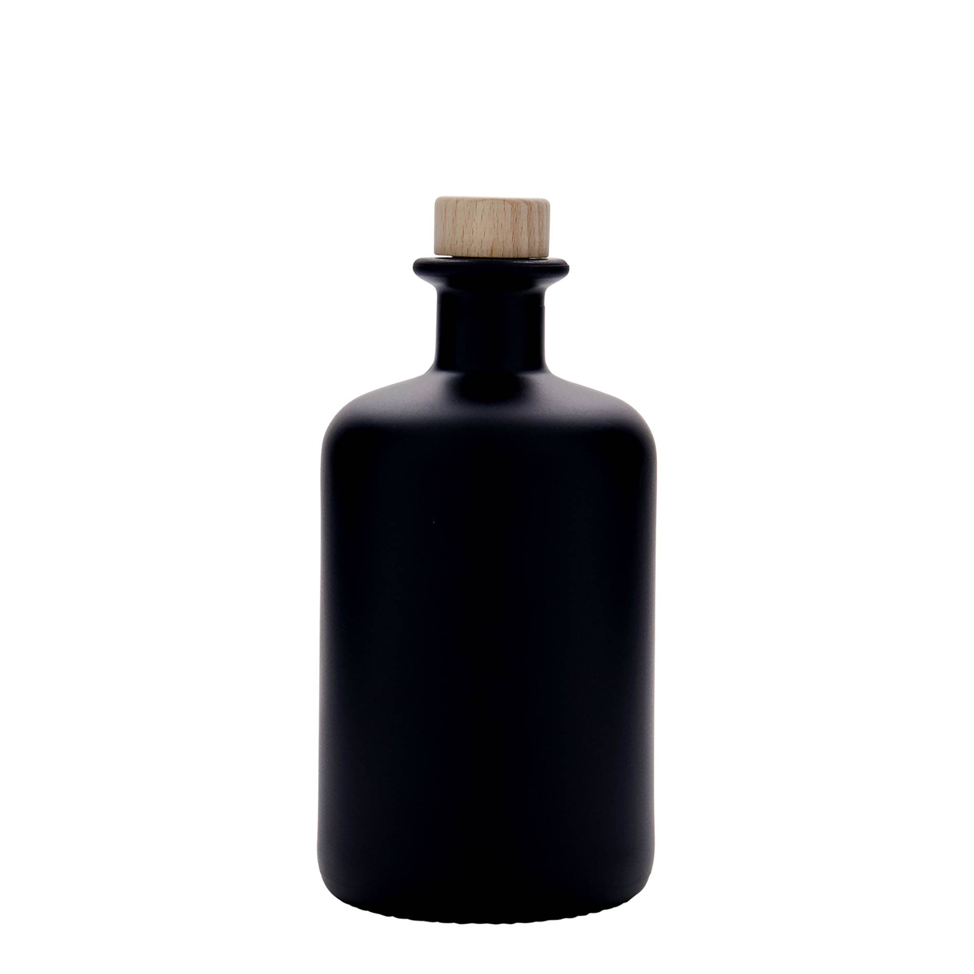 Botella de vidrio de 500 ml para farmacéutico, negra, boca: corcho