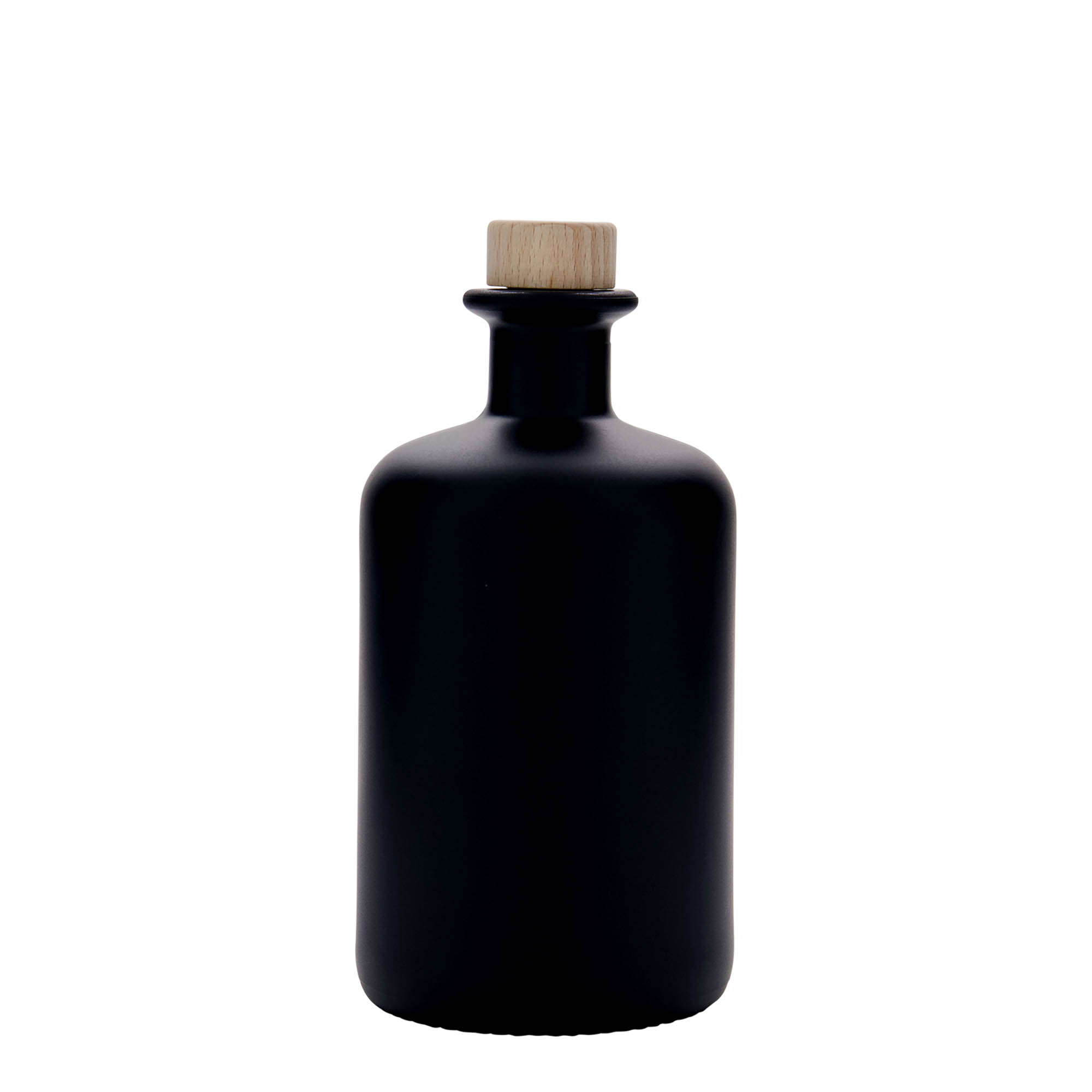 Botella de vidrio de 500 ml para farmacéutico, negra, boca: corcho