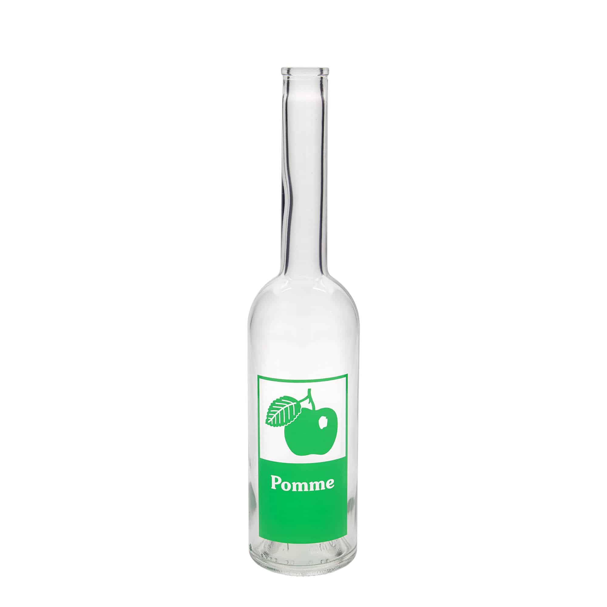 Botella de cristal de 500 ml «Opera», motivo: manzana, boca: corcho