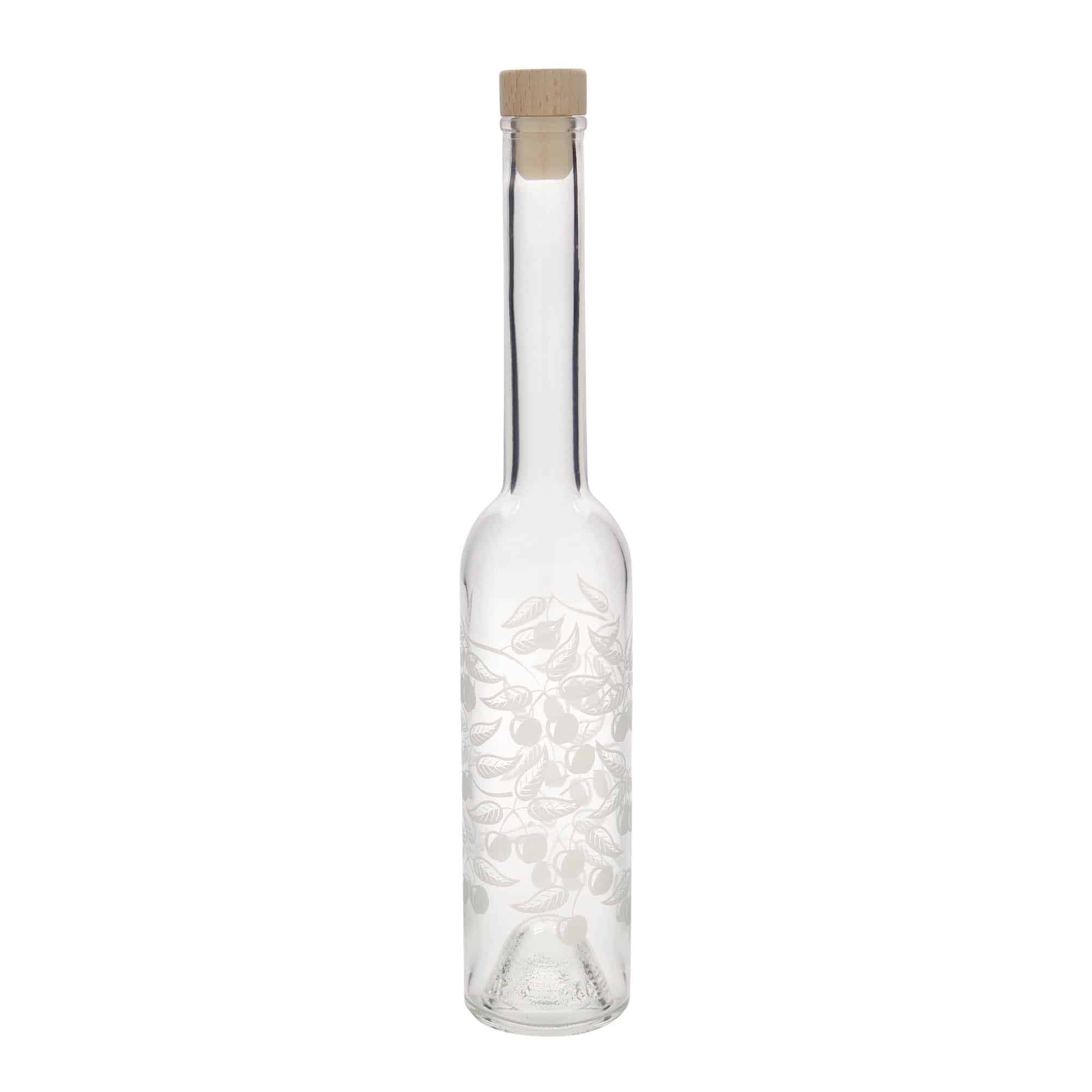 Botella de vidrio 'Opera' de 350 ml, motivo: cerezas, boca: corcho