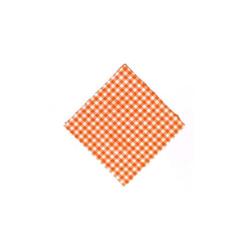 Cubretapas de tela a cuadros 15x15, cuadrado, textil, naranja, boca: TO58-TO82