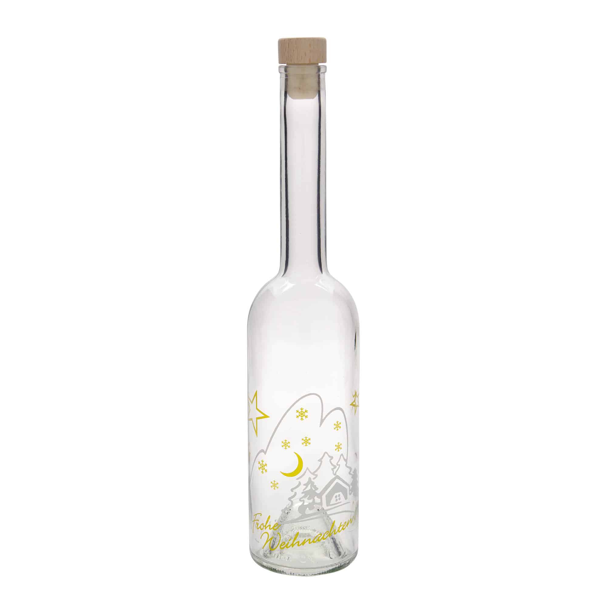 Botella de vidrio 'Opera' de 500 ml, motivo: idilio navideño, boca: corcho