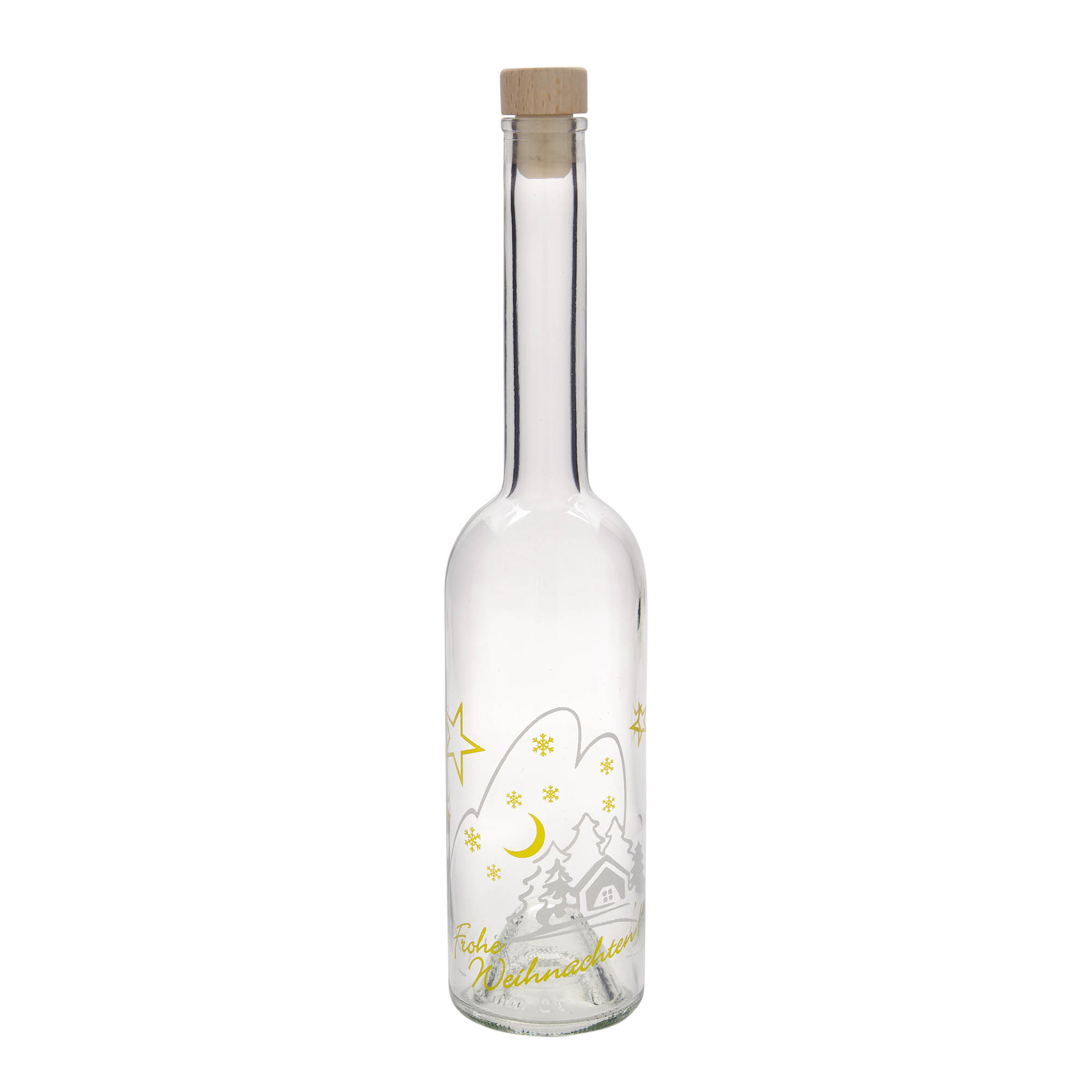 Botella de vidrio de 500 ml 'Opera', motivo: idilio navideño, boca: corcho
