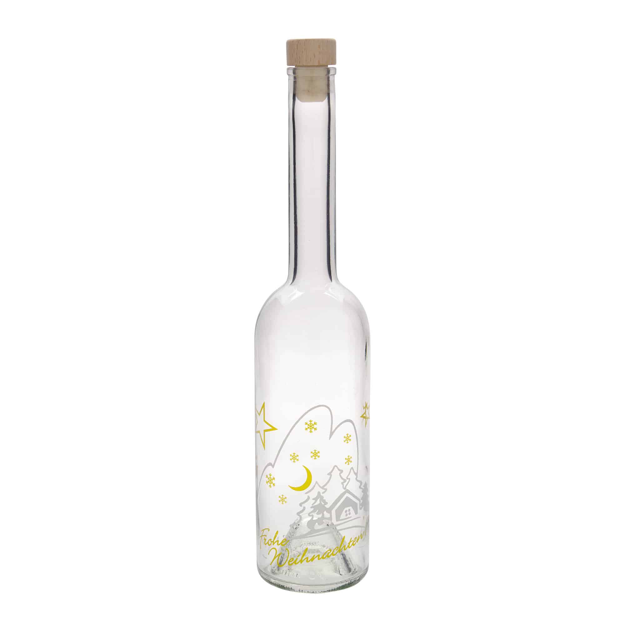 Botella de vidrio de 500 ml «Opera», motivo: idilio navideño, boca: corcho