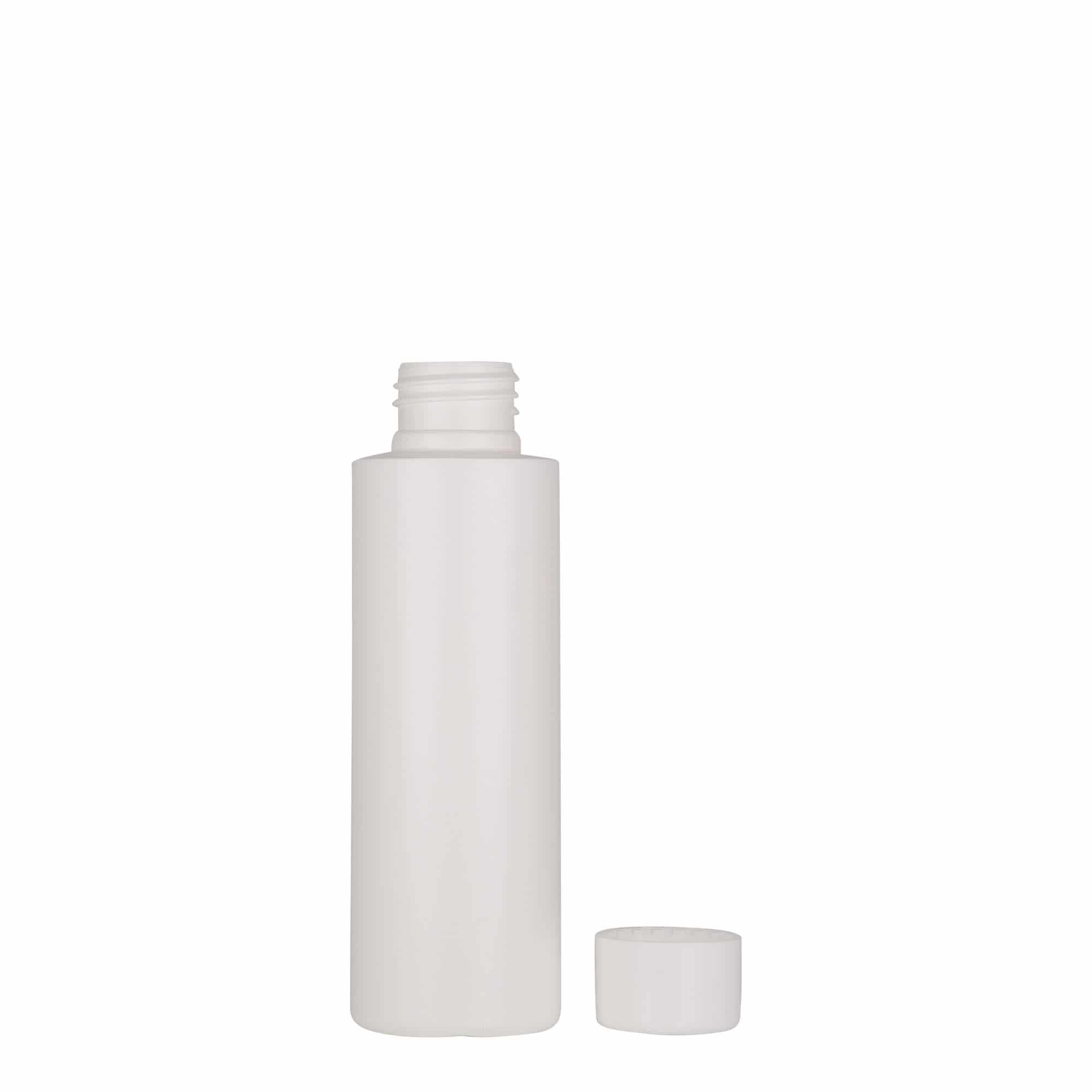 Botella de plástico 'Pipe' de 100 ml, Green HDPE, blanco, boca: GPI 24/410