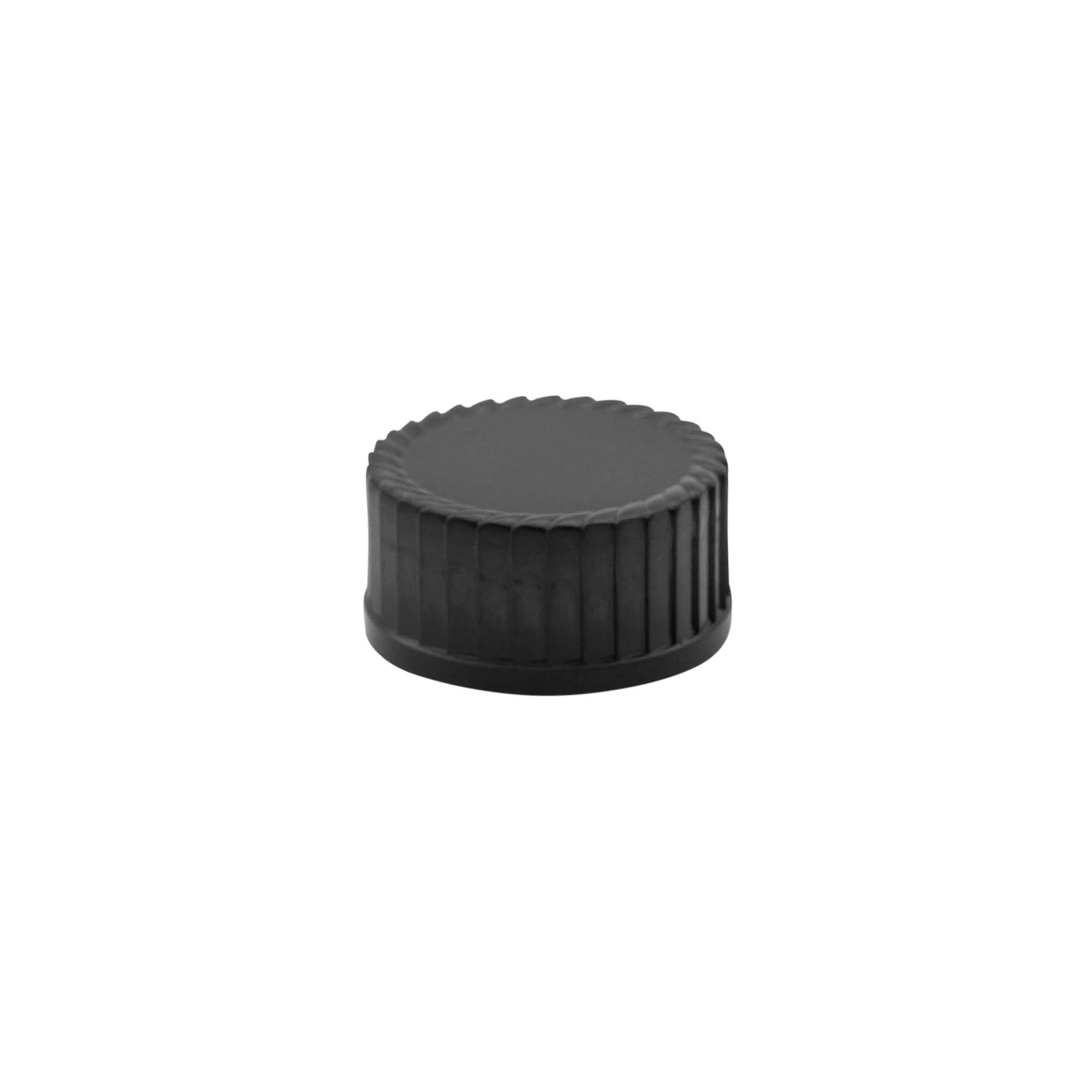 Tapa roscada, plástico HPM, negro, para boca: DIN 25