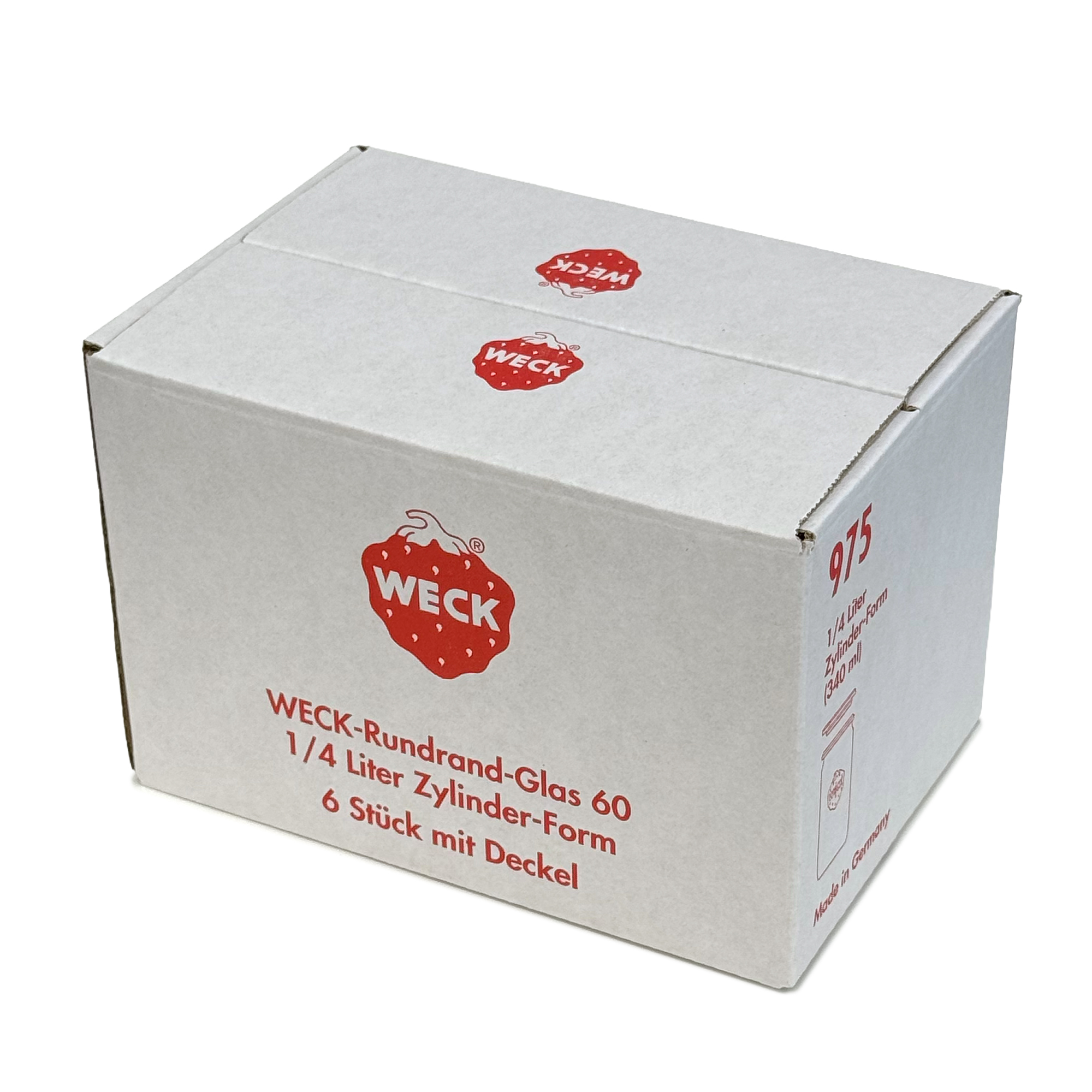 6x 340 ml vaso cilíndrico WECK con tapa de vidrio RR 60