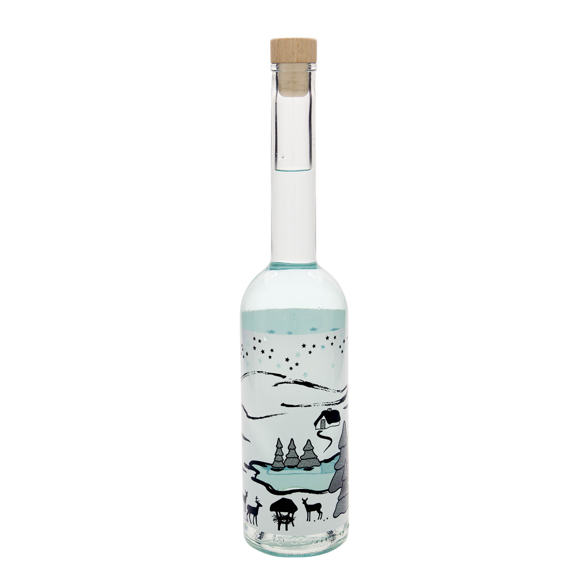 Botella de vidrio de 500 ml 'Opera', motivo: Sueño de invierno-Bianco, boca: corcho Botella de vidrio de 500 ml 'Opera', motivo: Sueño de invierno-Bianco, boca: corcho