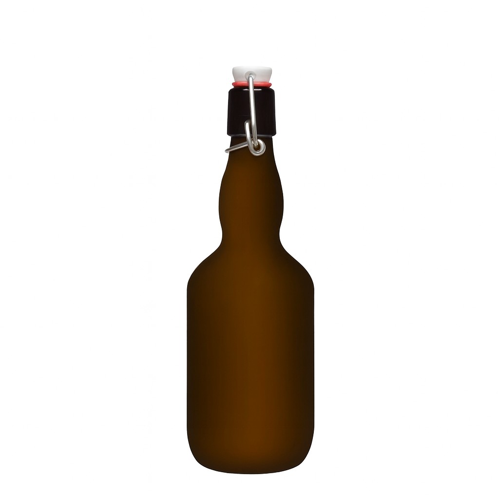 Botella de cerveza de 500 ml con cuello de ánfora, vidrio, verde antiguo, boca: cierre de palanca