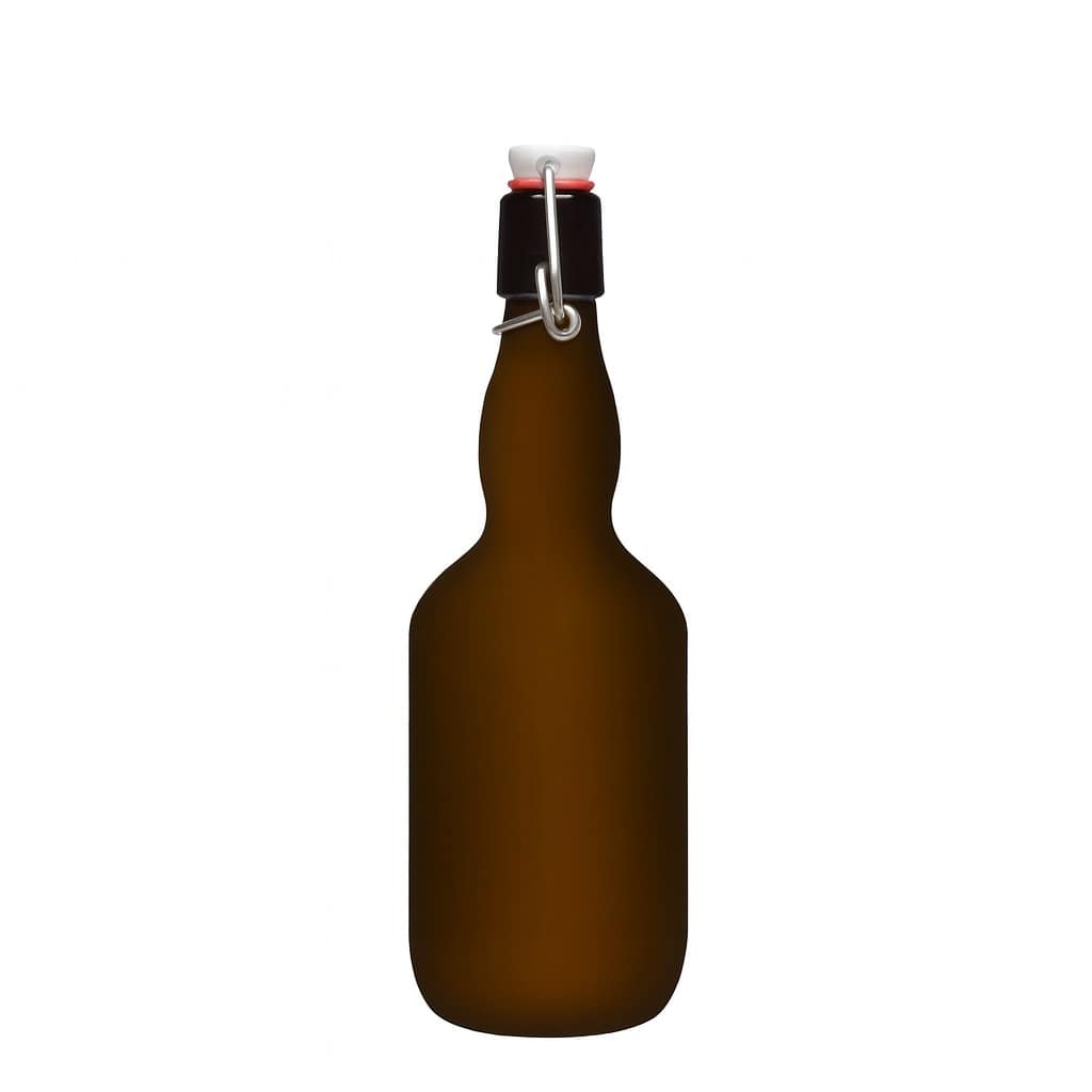 Botella de cerveza de 500 ml con cuello de ánfora, vidrio, verde antiguo, boca: cierre de palanca