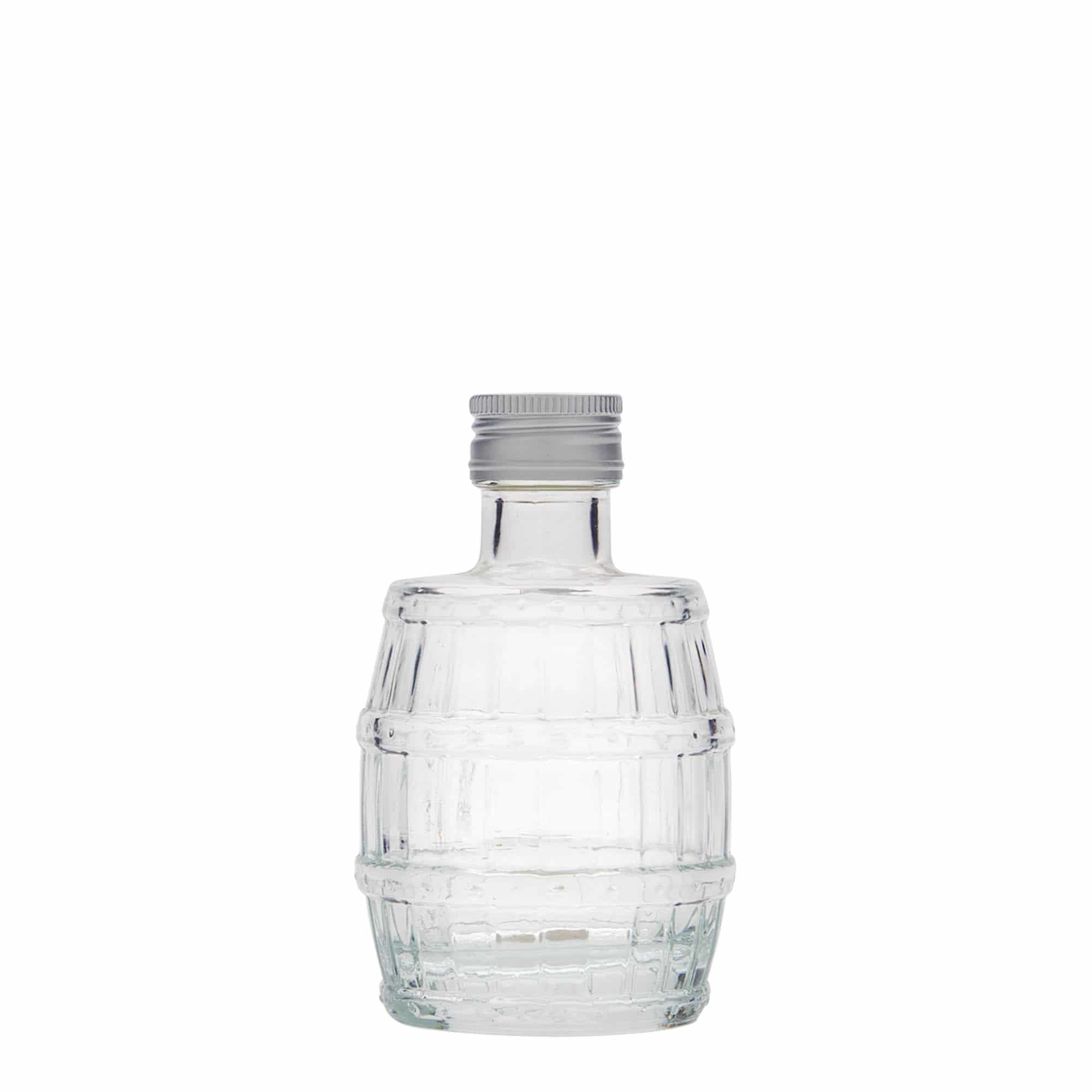 Botella de vidrio 'Barril' de 100 ml, boca: PP 24
