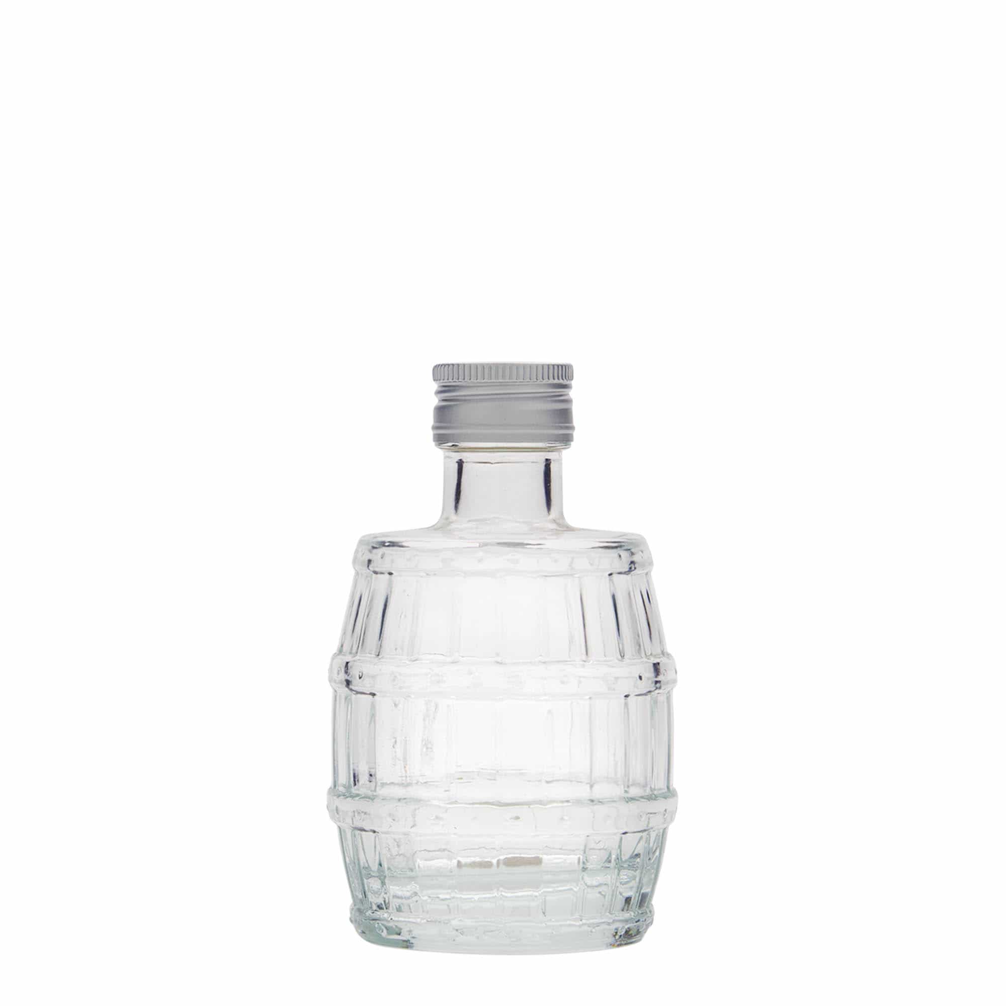 Botella de vidrio de 100 ml 'barril', boca: PP 24