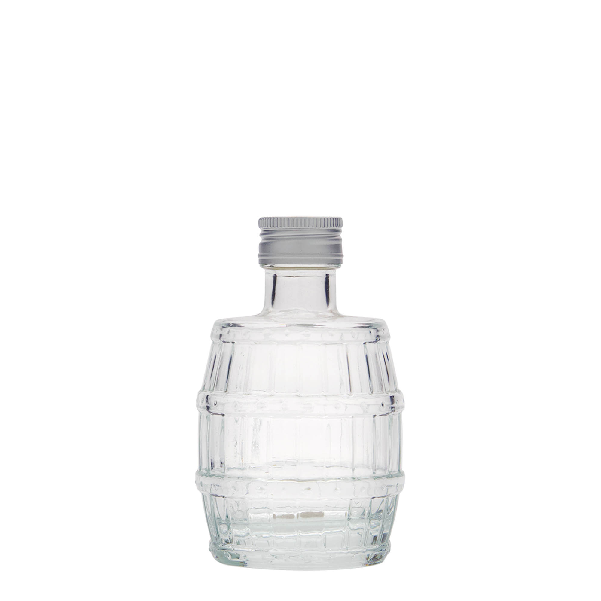 Botella de vidrio de 100 ml 'barril', boca: PP 24 Botella de vidrio de 100 ml 'barril', boca: PP 24