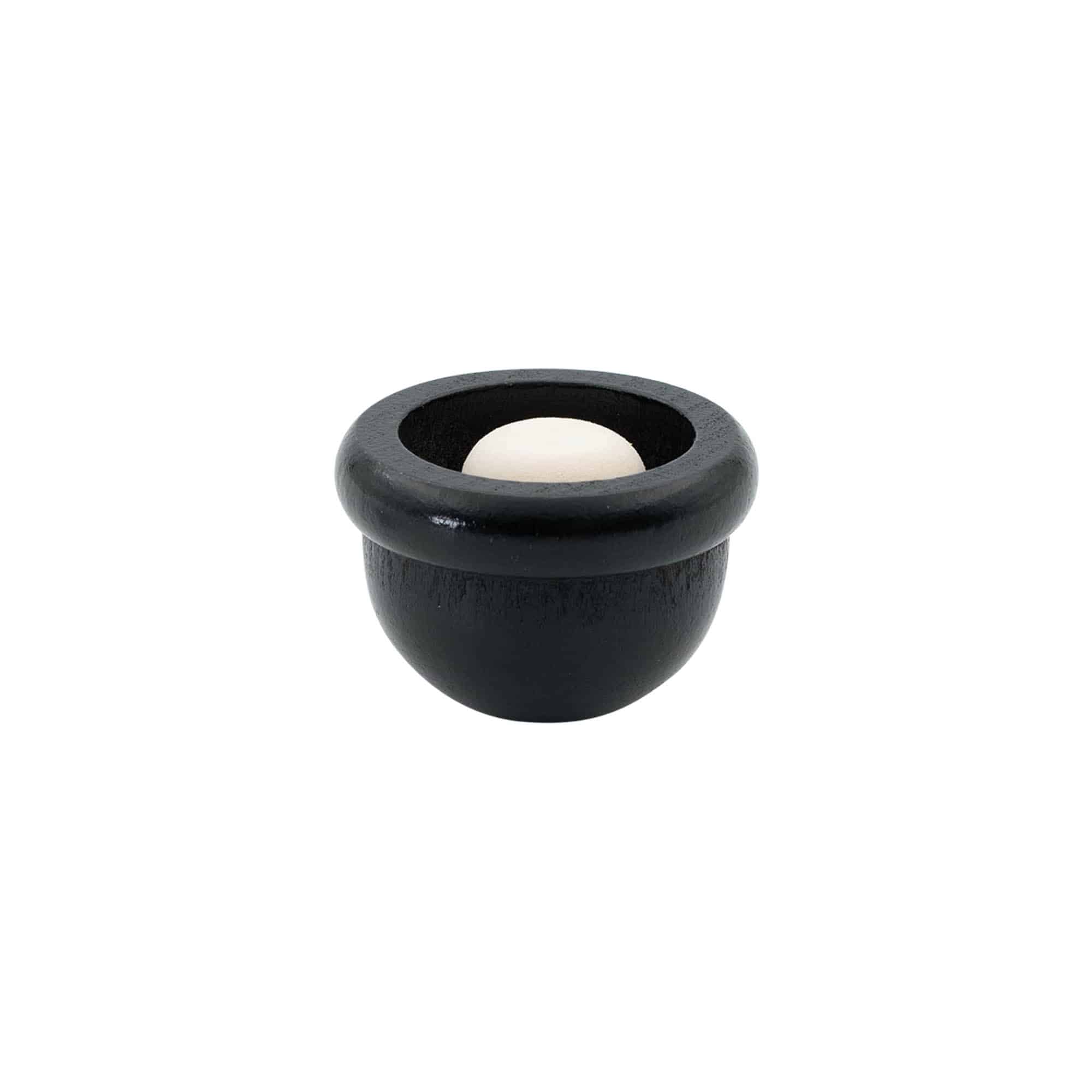 Tapón de corcho con asa 19 mm "Melón", madera/PE, negro, para boca: corcho