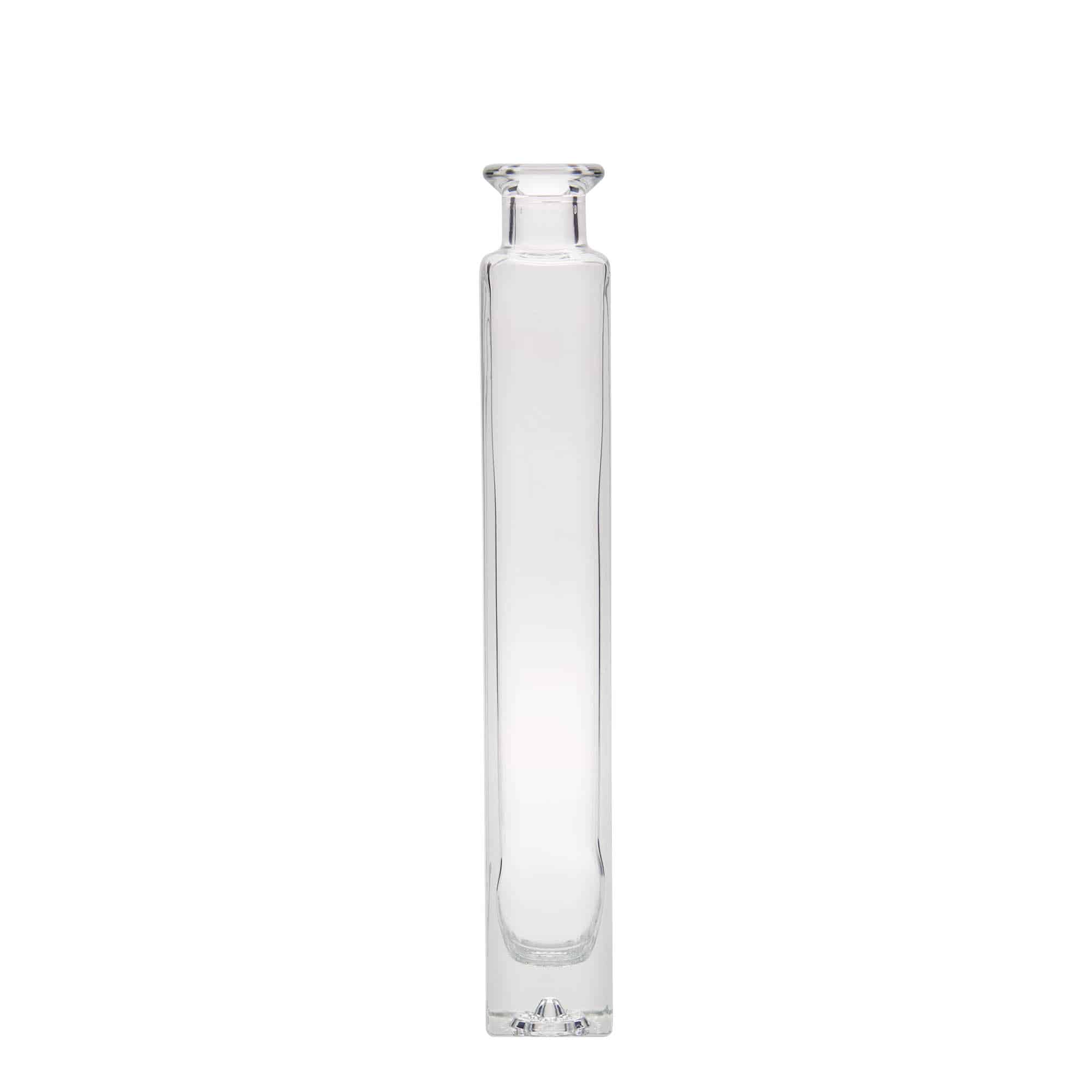 Botella de vidrio de 200 ml 'Tommy', cuadrada, boca: corcho