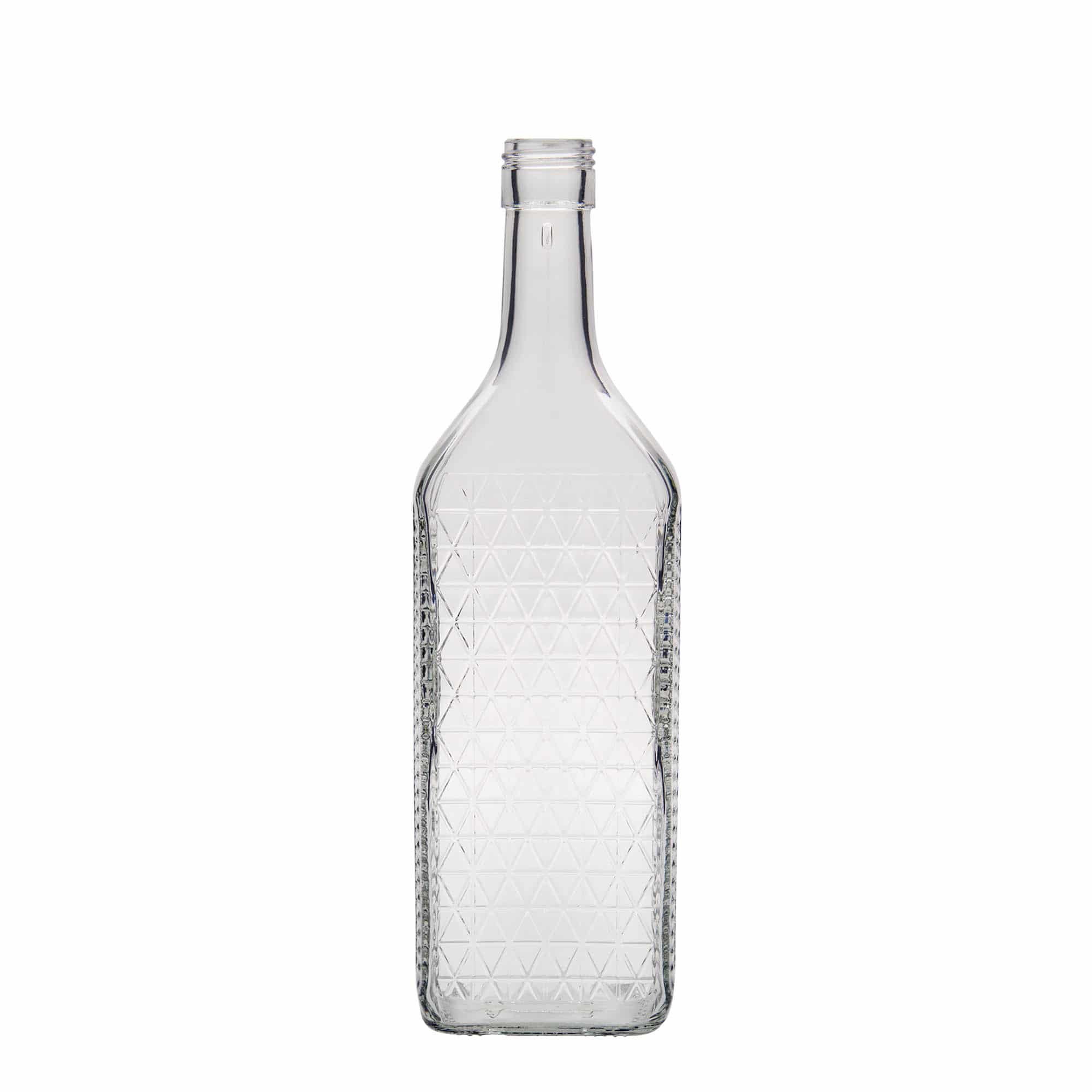 Botella de vidrio 'Caruso' de 700 ml, rectangular, boca: PP 31,5 Botella de vidrio 'Caruso' de 700 ml, rectangular, boca: PP 31,5