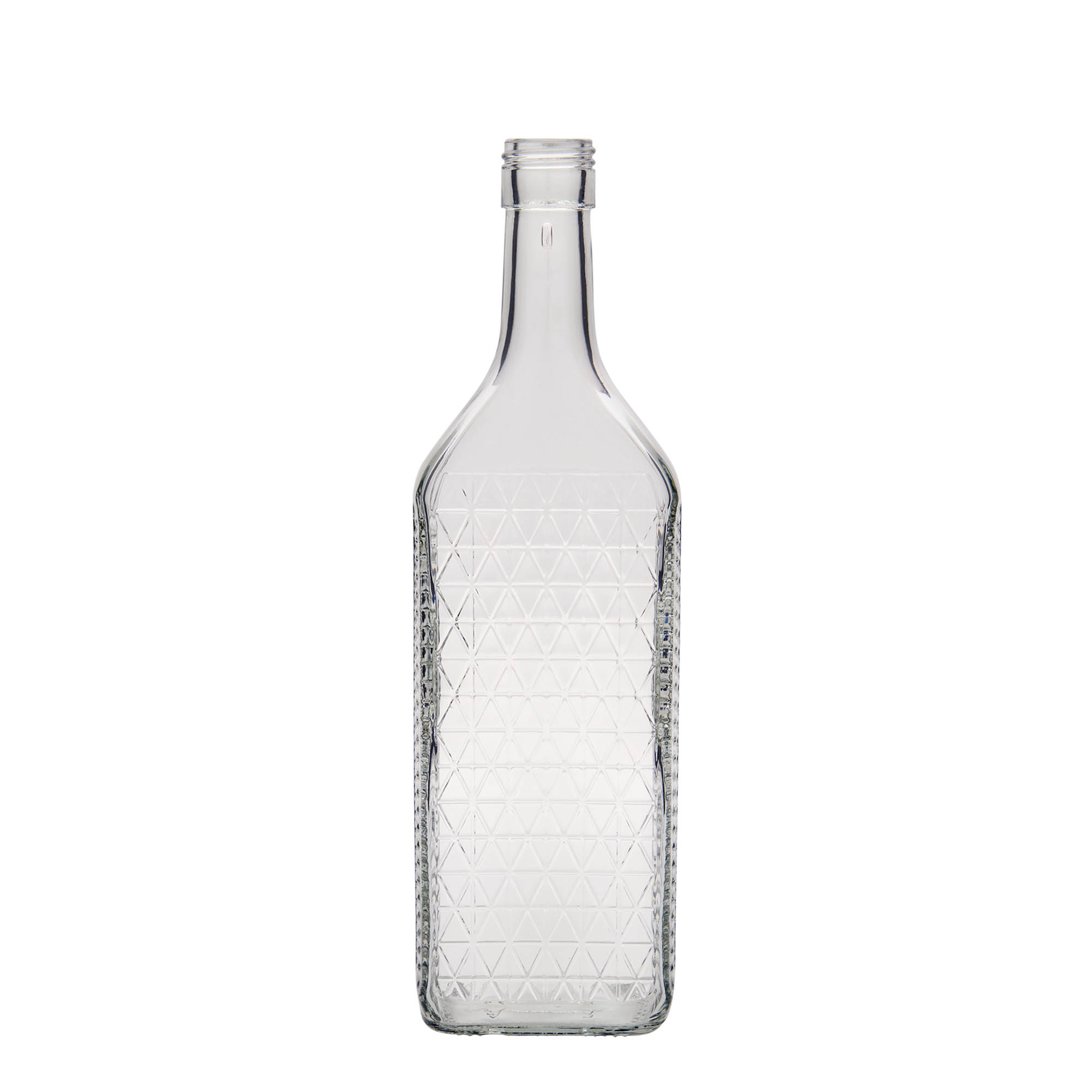 Botella de vidrio de 700 ml 'Caruso', rectangular, boca: PP 31,5 Botella de vidrio de 700 ml 'Caruso', rectangular, boca: PP 31,5