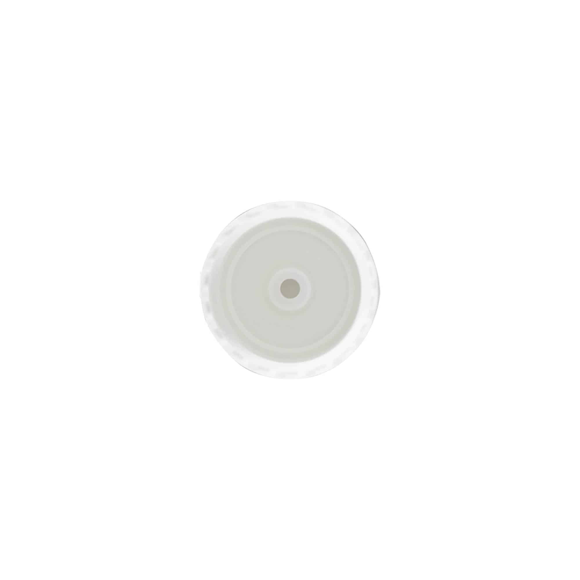 Tapa de rosca con bisagra abatible, plástico PP, blanco, para boca: 24/410