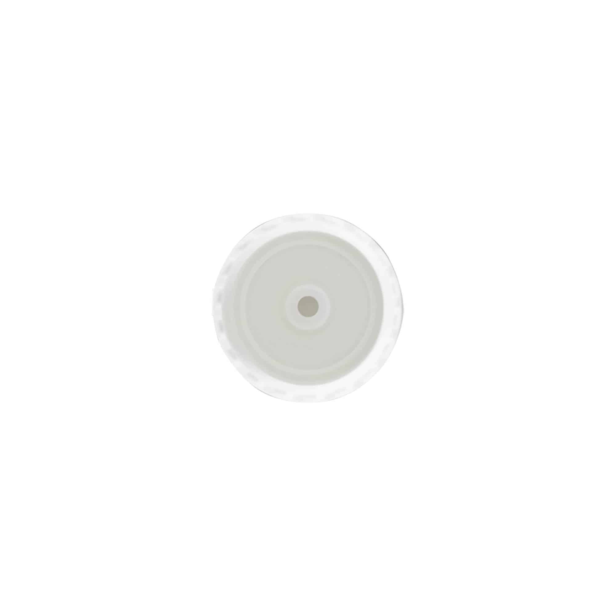 Tapa de rosca con bisagra abatible, plástico PP, blanco, para boca: 24/410