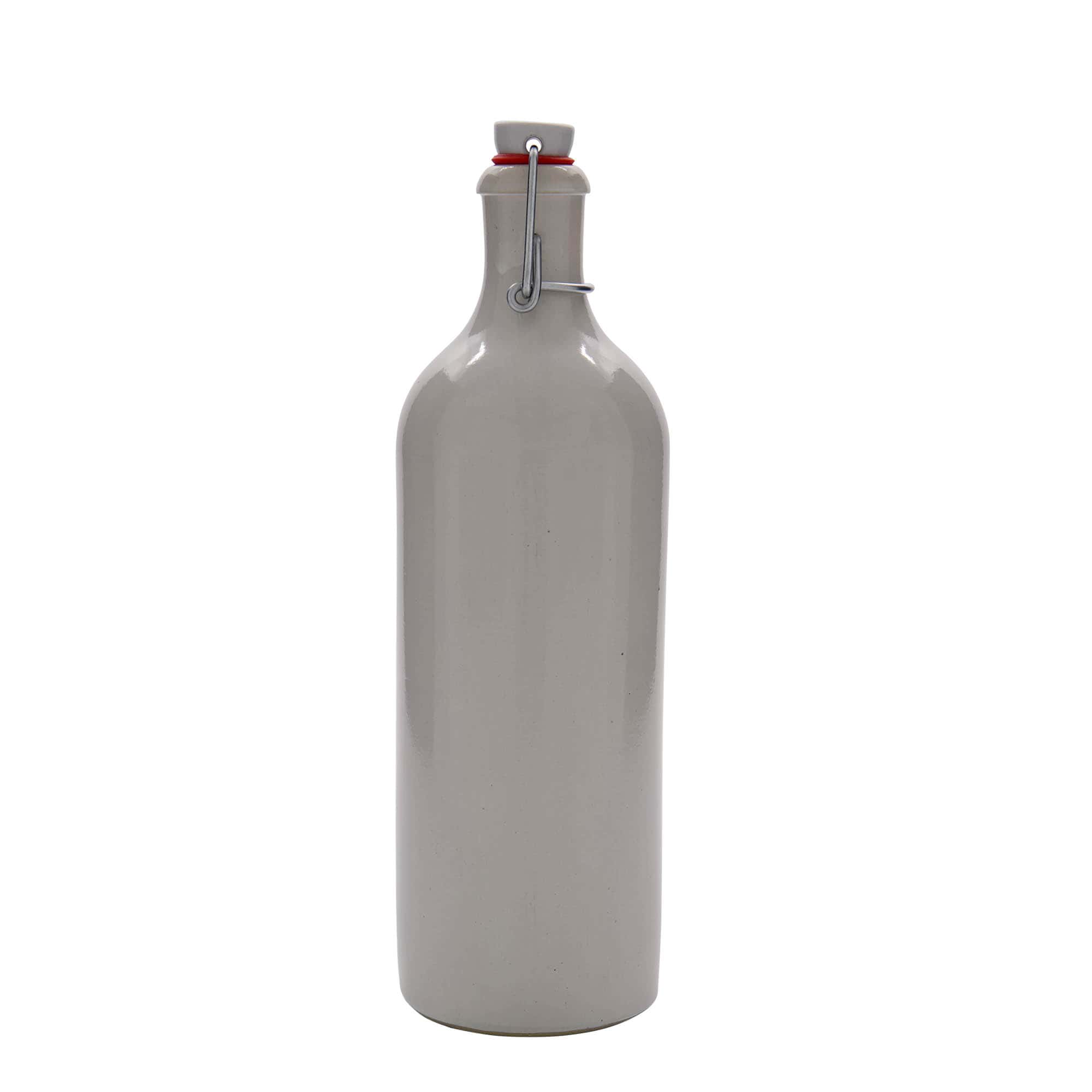 Jarra de gres de 750 ml, gres, blanca, boca: cierre de palanca