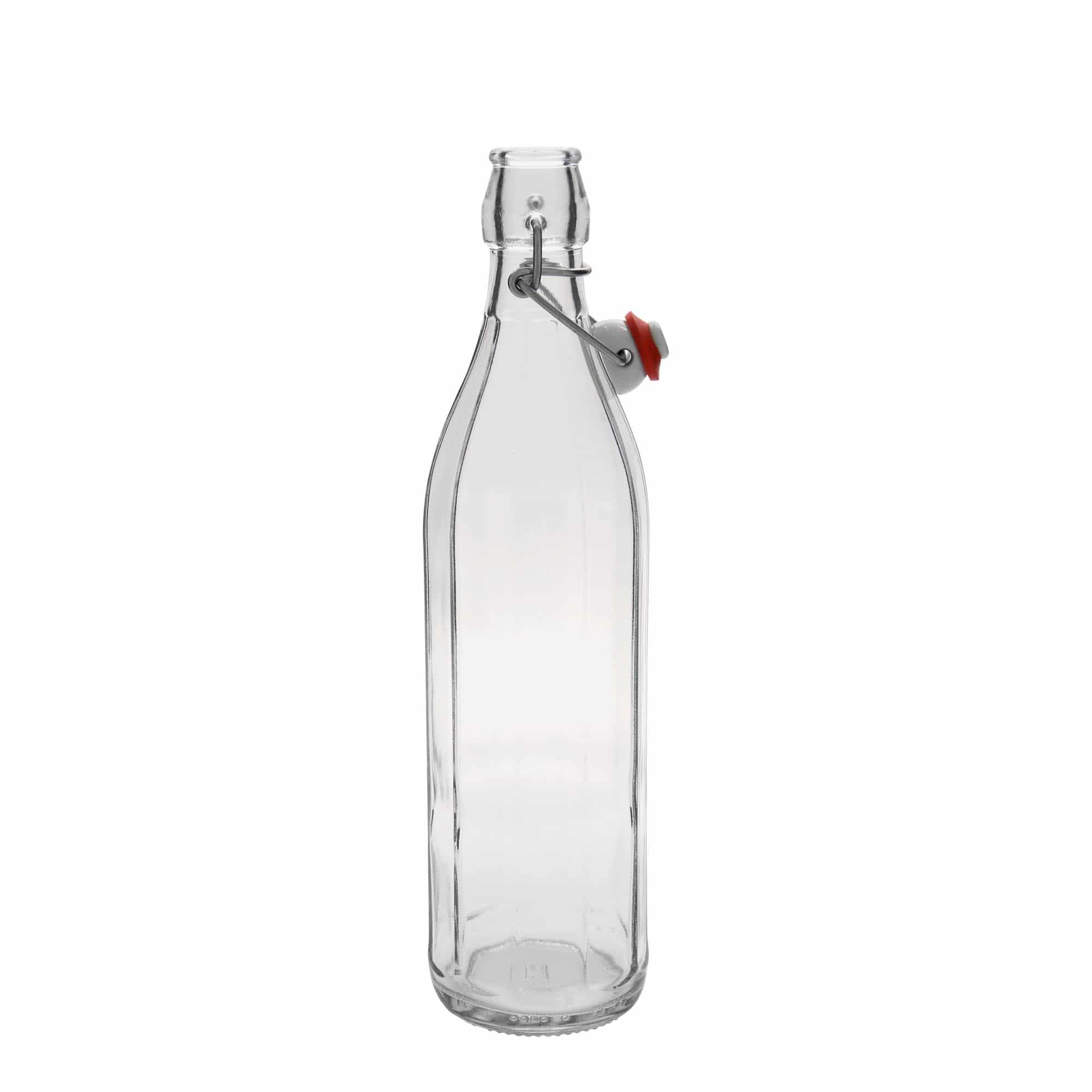 Botella de vidrio de 750 ml 'Bravo', de diez lados, boca: cierre de palanca Botella de vidrio de 750 ml 'Bravo', de diez lados, boca: cierre de palanca