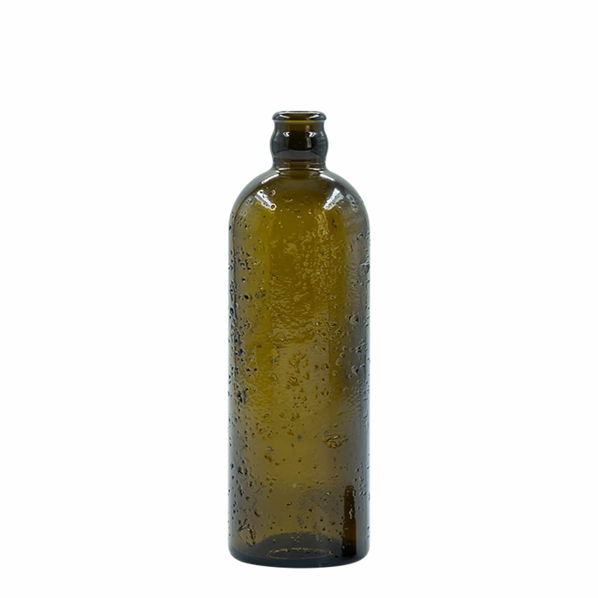 Botella de vidrio artesanal 'Bobber Jr' de 500 ml, marrón, boca: corcho