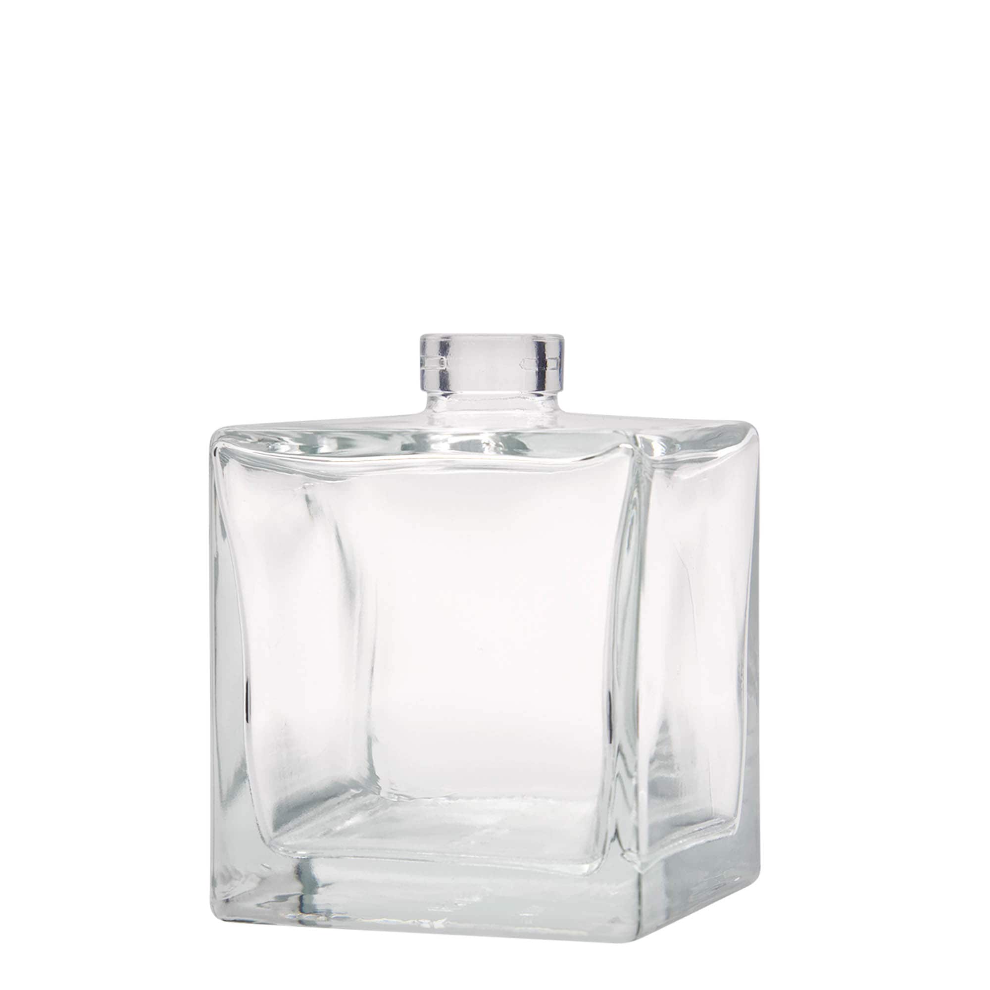 Botella de vidrio de 500 ml 'Cube', cuadrada, boca: corcho