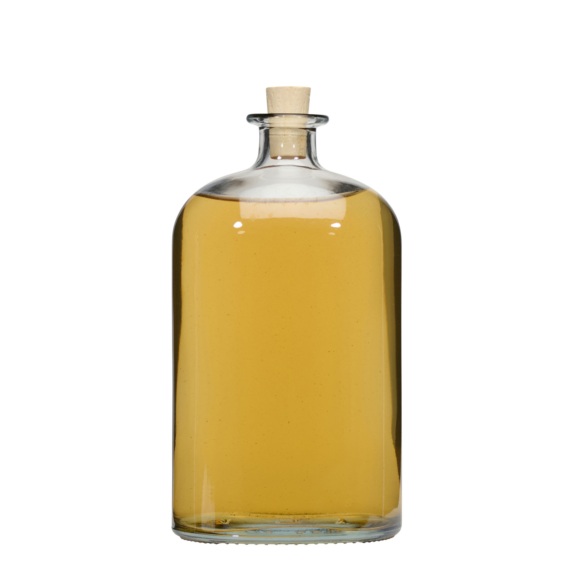 Botella de vidrio de 1.000 ml 'Dundee', ovalada, boca: corcho