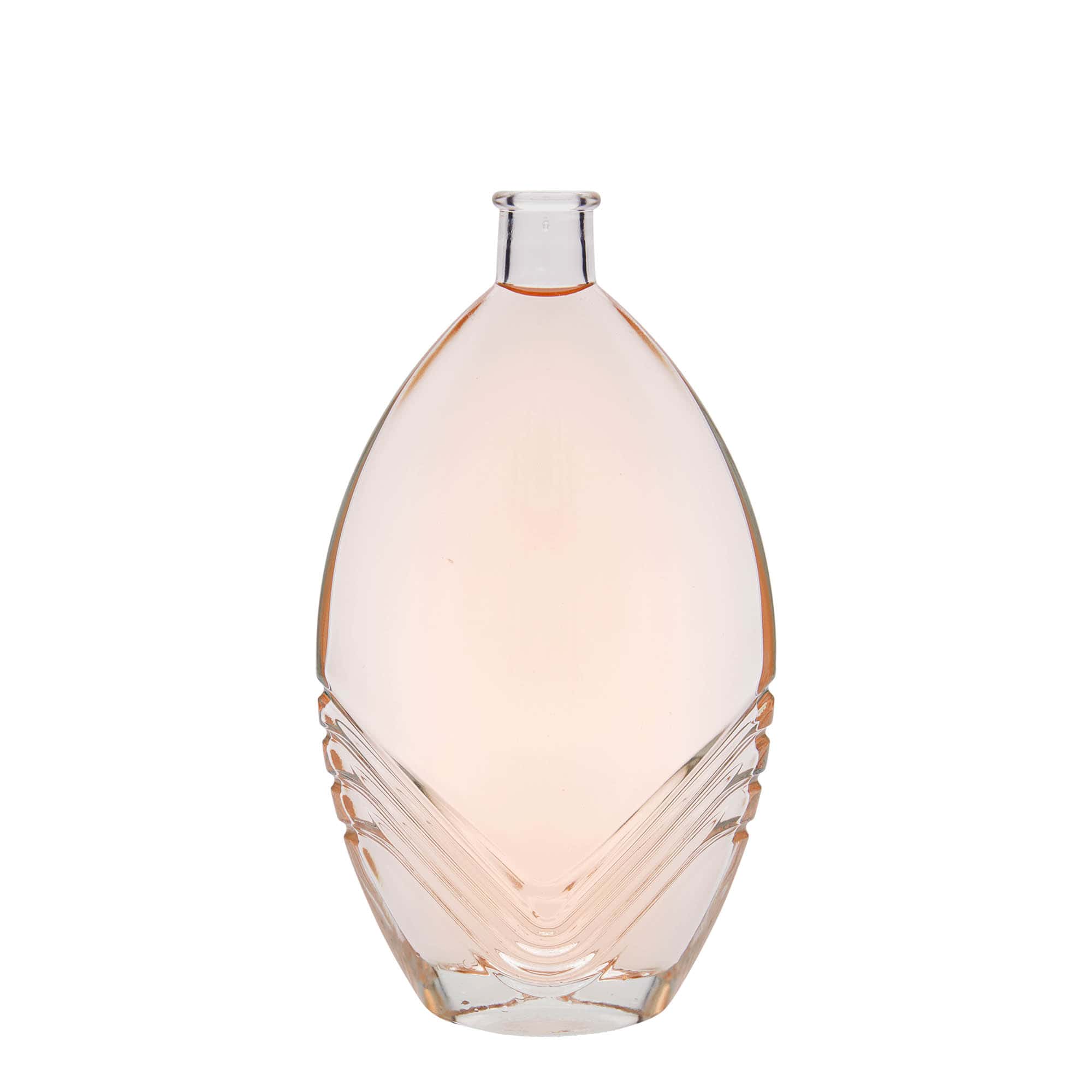 Botella de vidrio 'Florence' de 500 ml, ovalada, boca: corcho