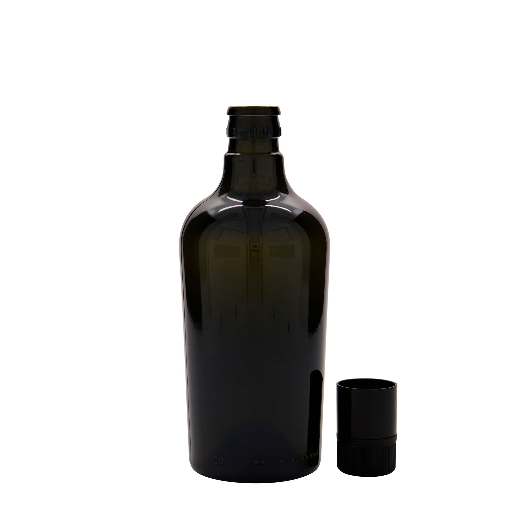Botella de vinagre/aceite 'Oleum' de 500 ml, vidrio, verde antiguo, boca: DOP