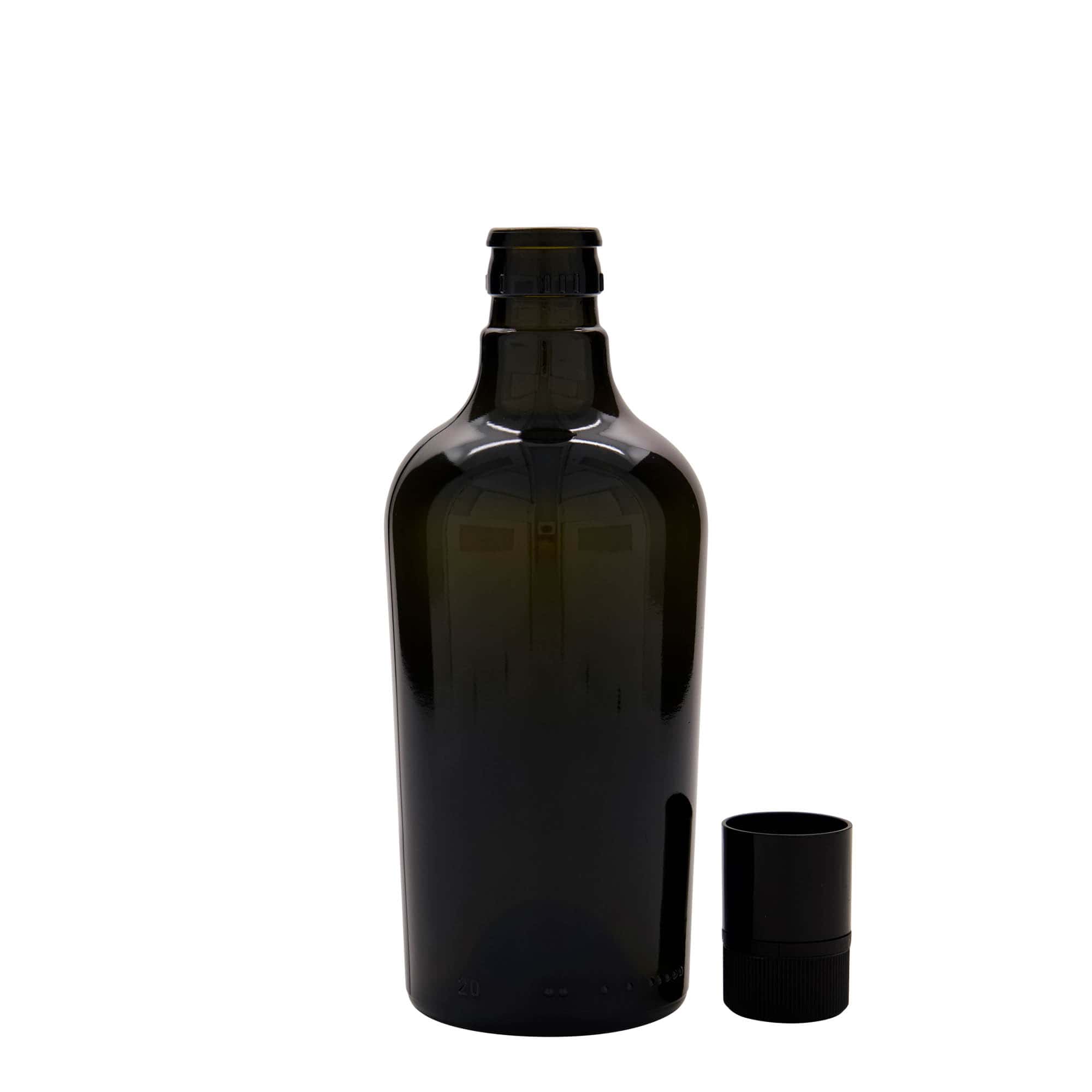 Botella de vinagre/aceite 'Oleum' de 500 ml, vidrio, verde antiguo, boca: DOP