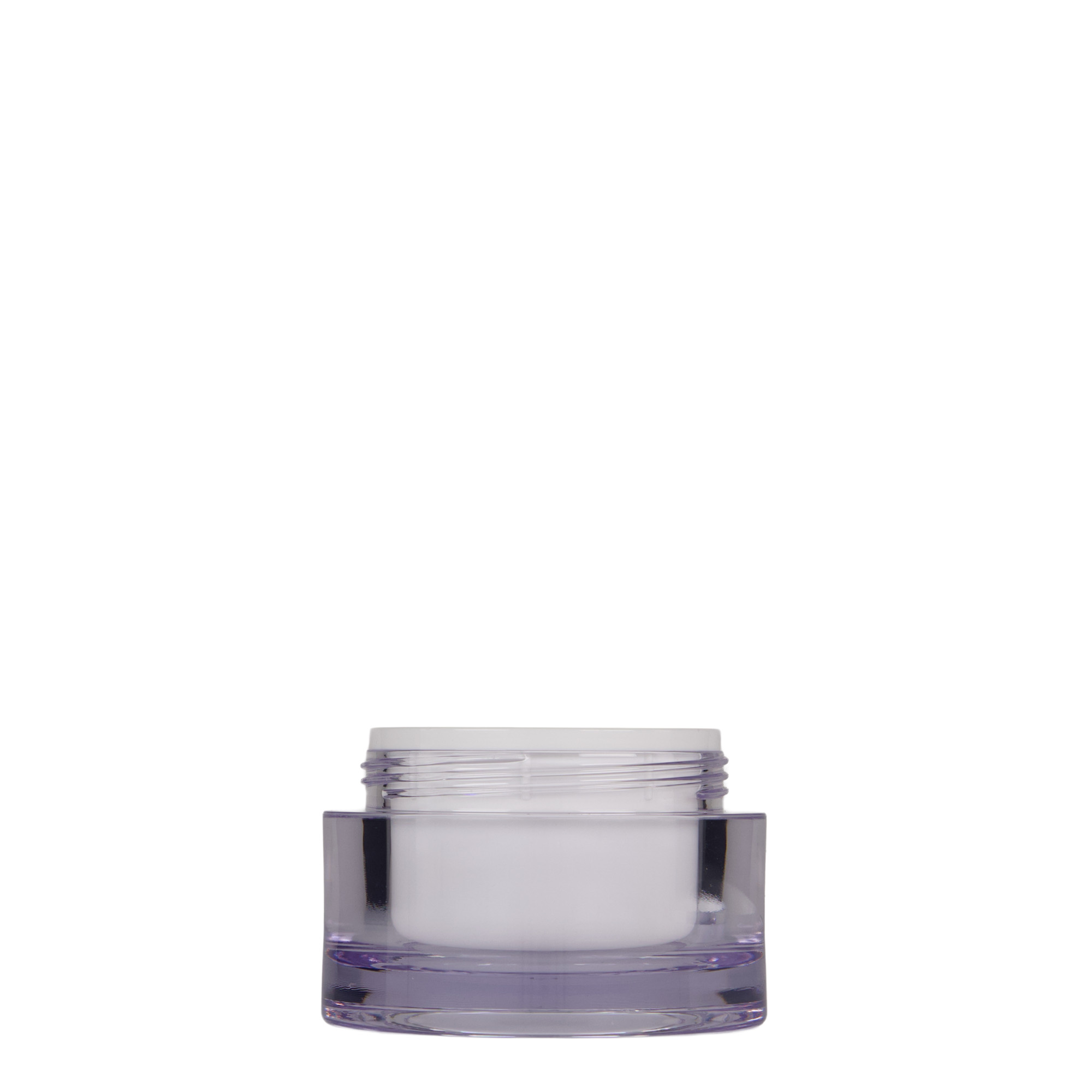 50 ml tarro, plástico SAN, blanco, boca: cierre de rosca