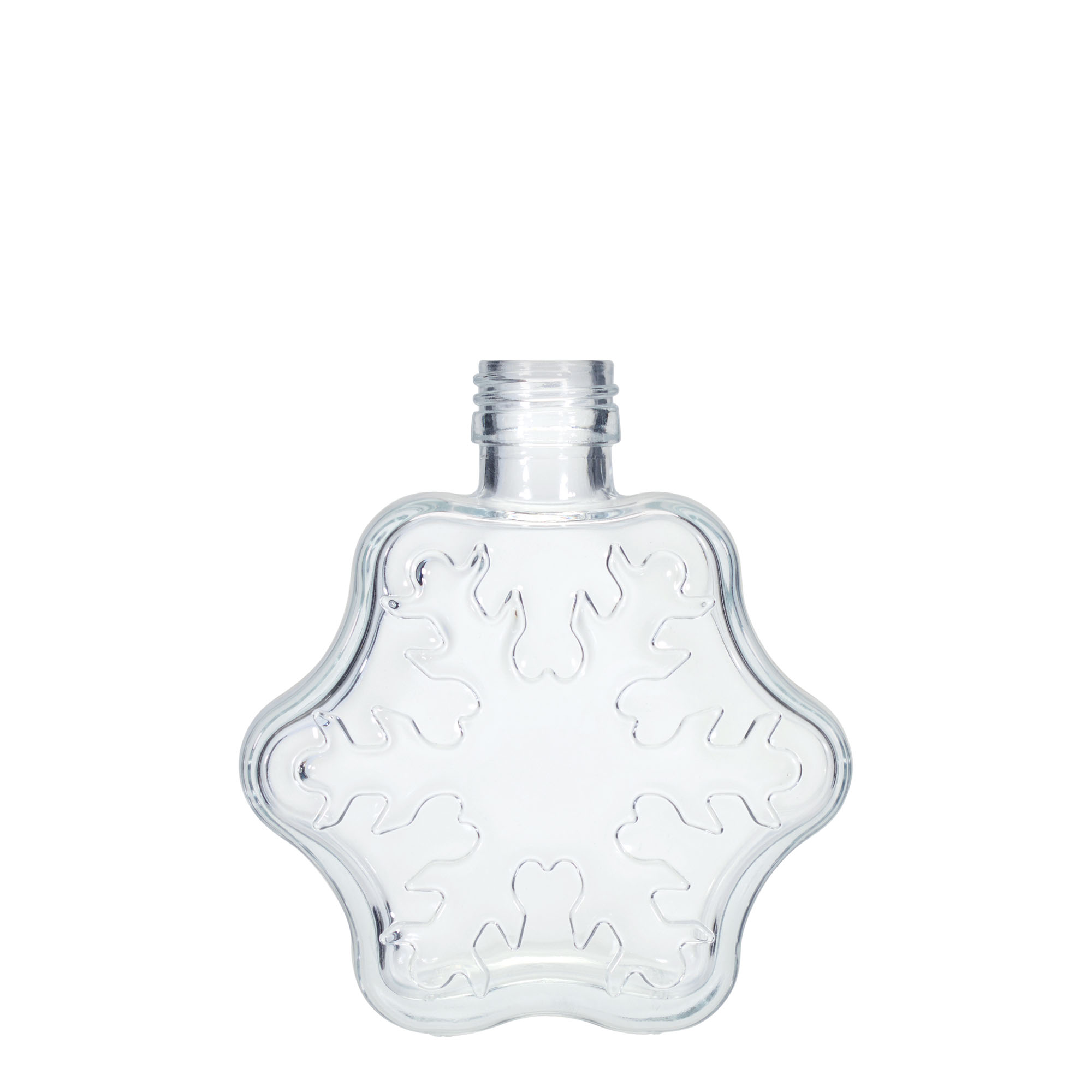 Botella de vidrio de 200 ml 'Copo de nieve', boca: PP 28 Botella de vidrio de 200 ml 'Copo de nieve', boca: PP 28