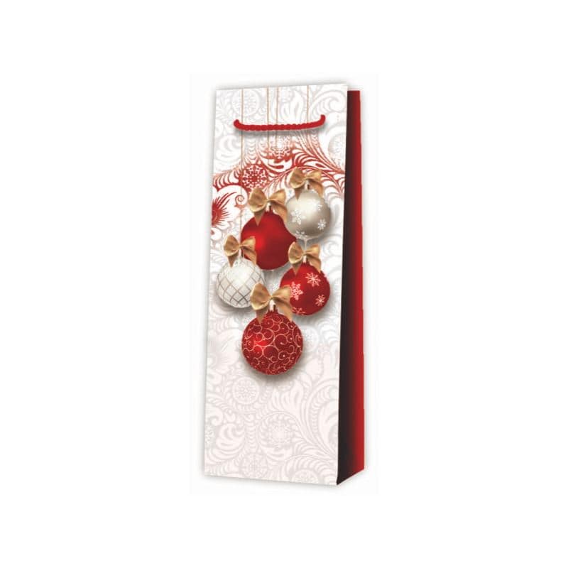 Bolsa para botella, motivo: decoración navideña, cuadrada, papel, rojo