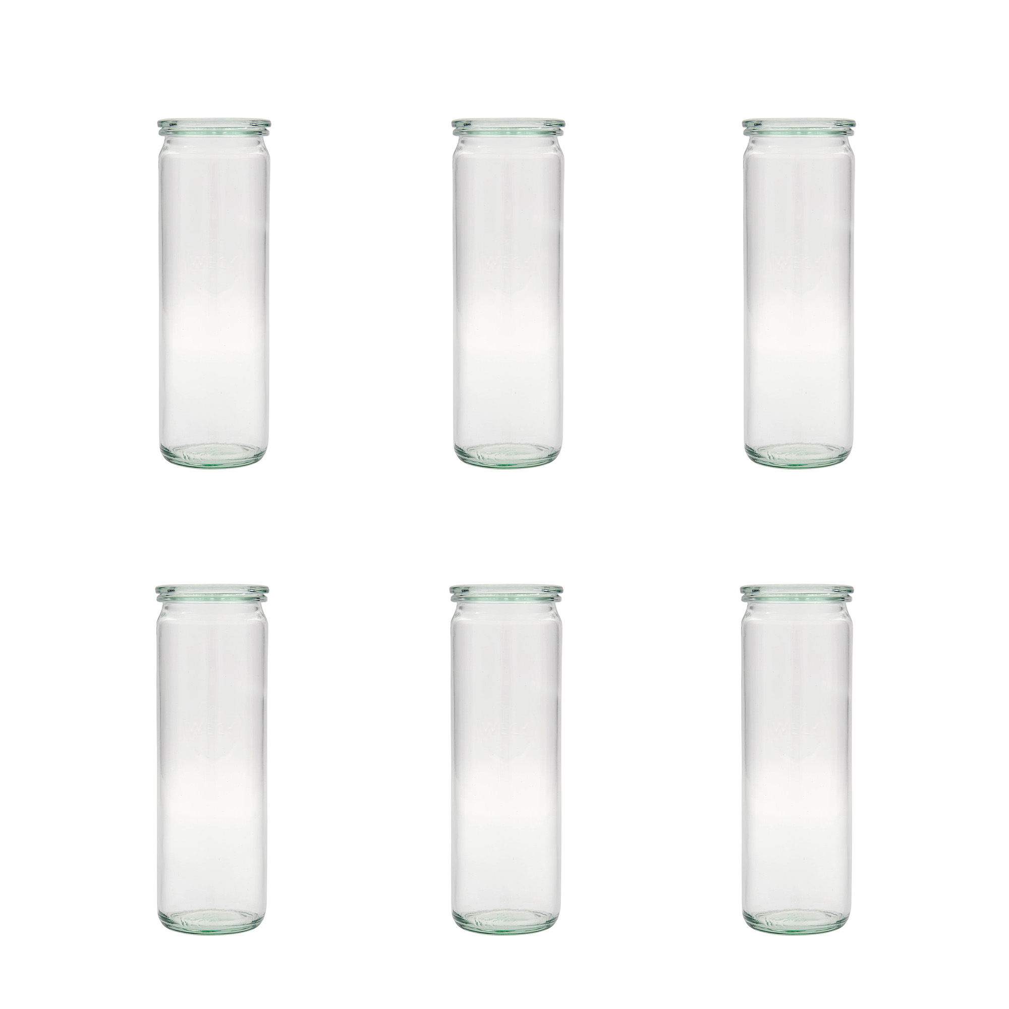 6x 600 ml vaso cilíndrico WECK con tapa de vidrio RR 60