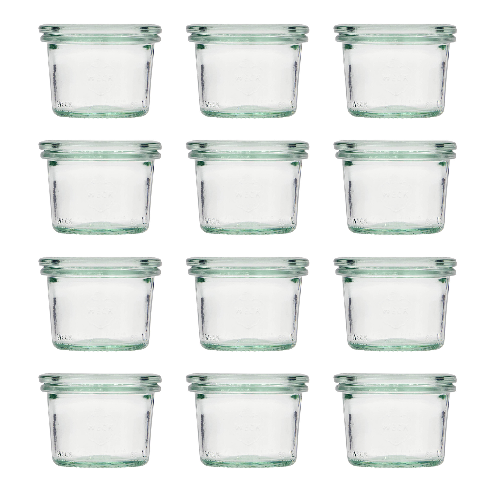 12x 80 ml tarro WECK de boca ancha con tapa de vidrio RR 60