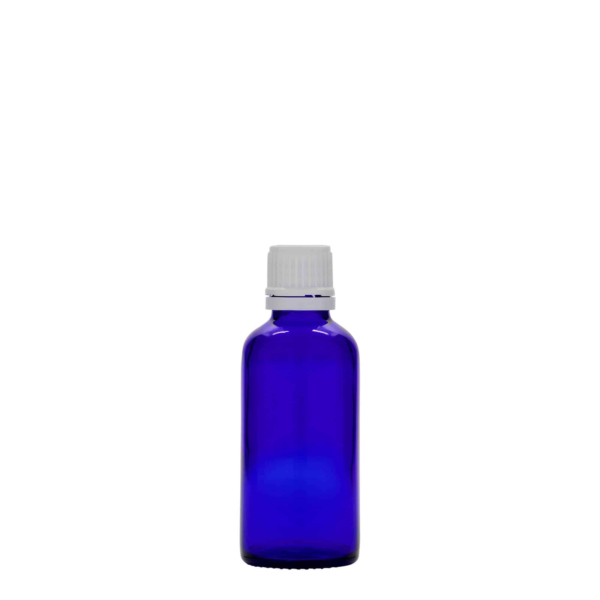 Frasco de medicamentos de 50 ml, vidrio, azul real, boca: DIN 18