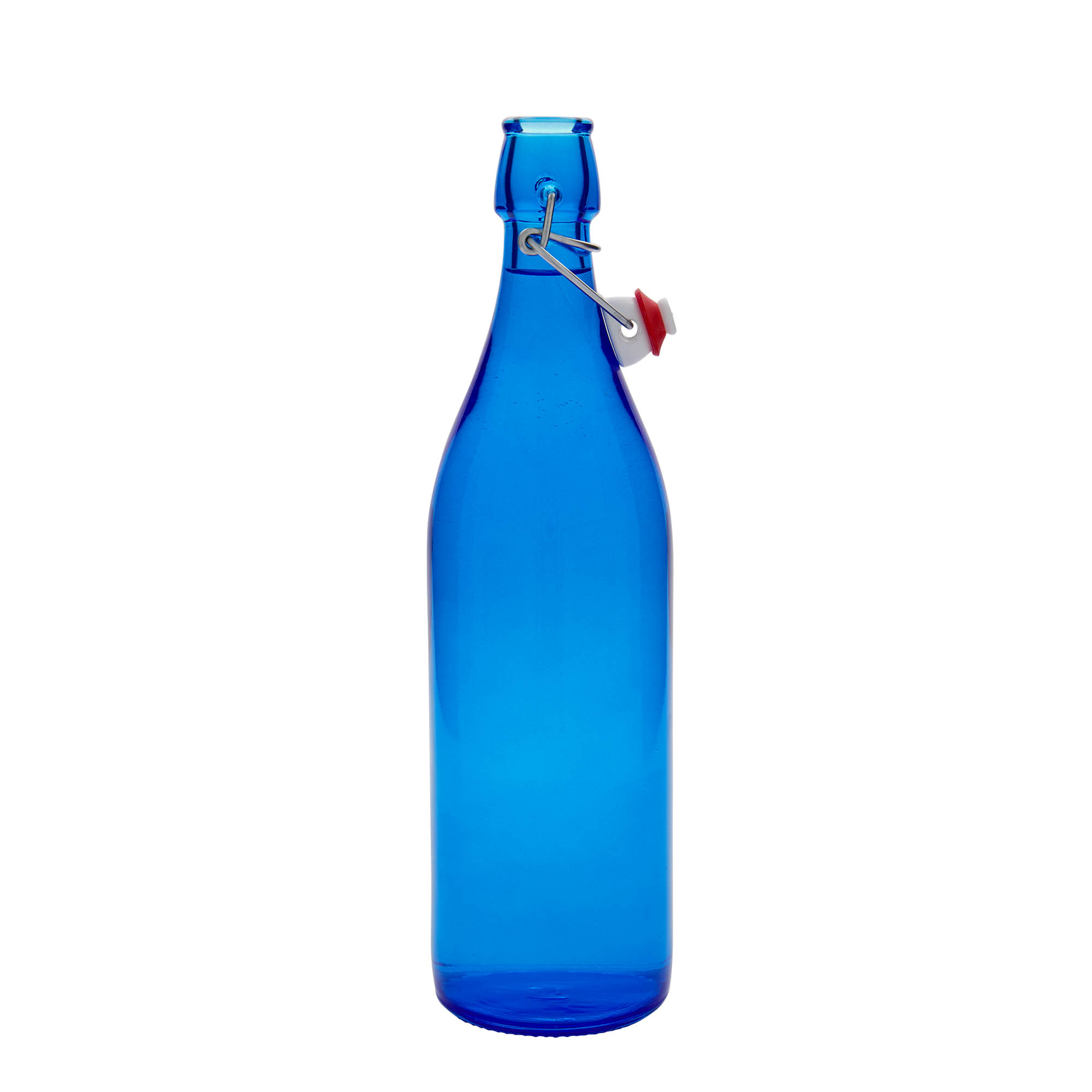 Botella de vidrio de 1.000 ml 'Giara', azul, boca: cierre de palanca Botella de vidrio de 1.000 ml 'Giara', azul, boca: cierre de palanca