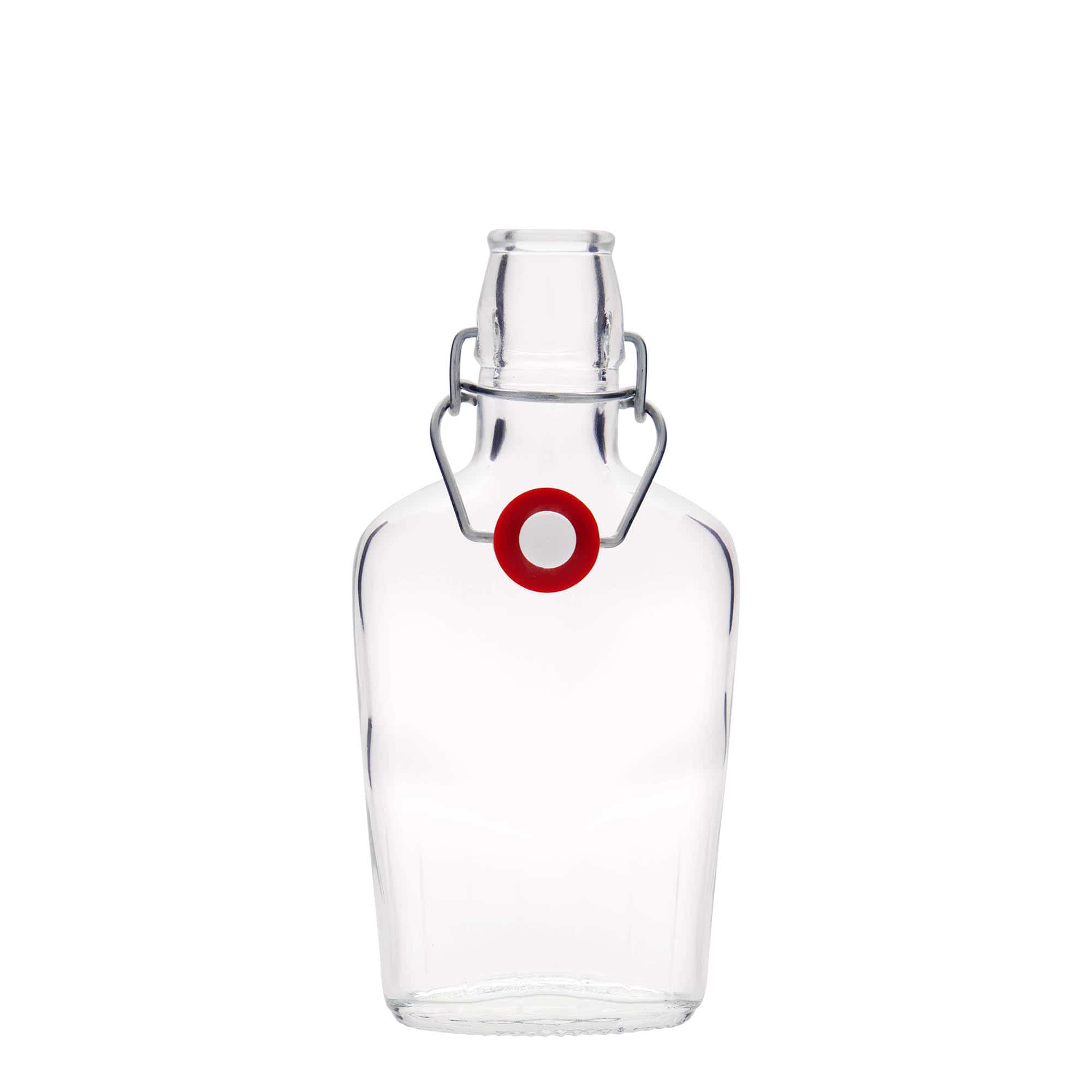 Botella de vidrio 'Fiaschetta' de 250 ml, ovalada, boca: tapón mecánico