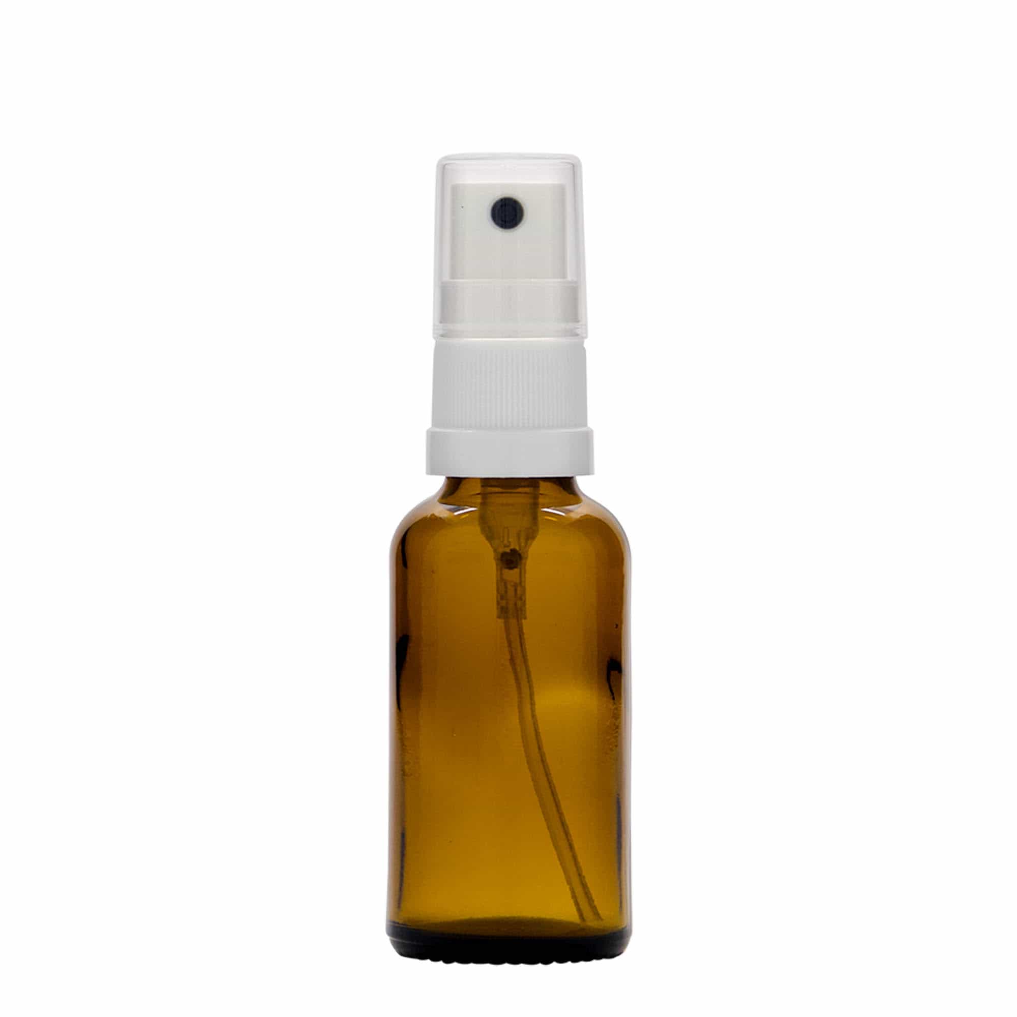 30 ml botella de spray medicina, vidrio, marrón, boca: DIN 18
