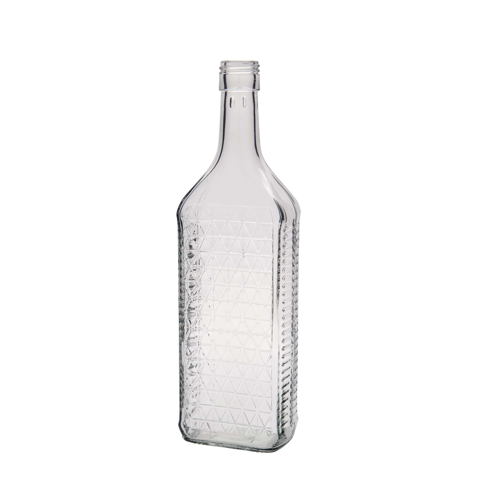 Botella de vidrio de 700 ml 'Caruso', rectangular, boca: PP 31,5 Botella de vidrio de 700 ml 'Caruso', rectangular, boca: PP 31,5