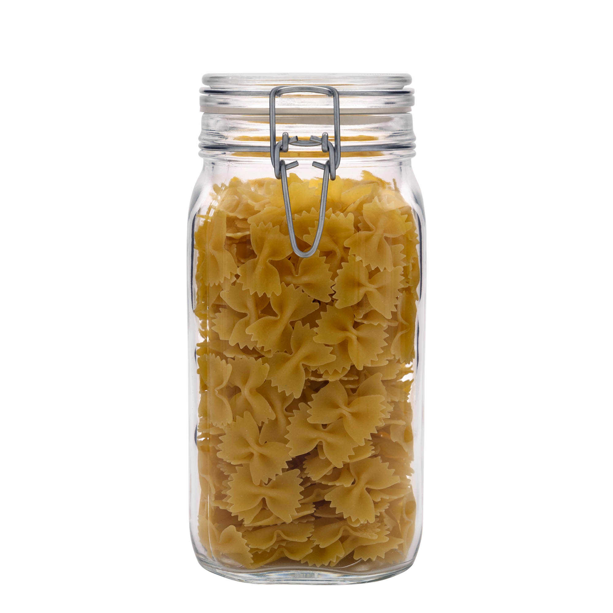 Tarro de alambre con cierre de palanca 'Fido', cuadrado, 1.500 ml, boca: cierre de alambre con palanca Tarro de alambre con cierre de palanca 'Fido', cuadrado, 1.500 ml, boca: cierre de alambre con palanca