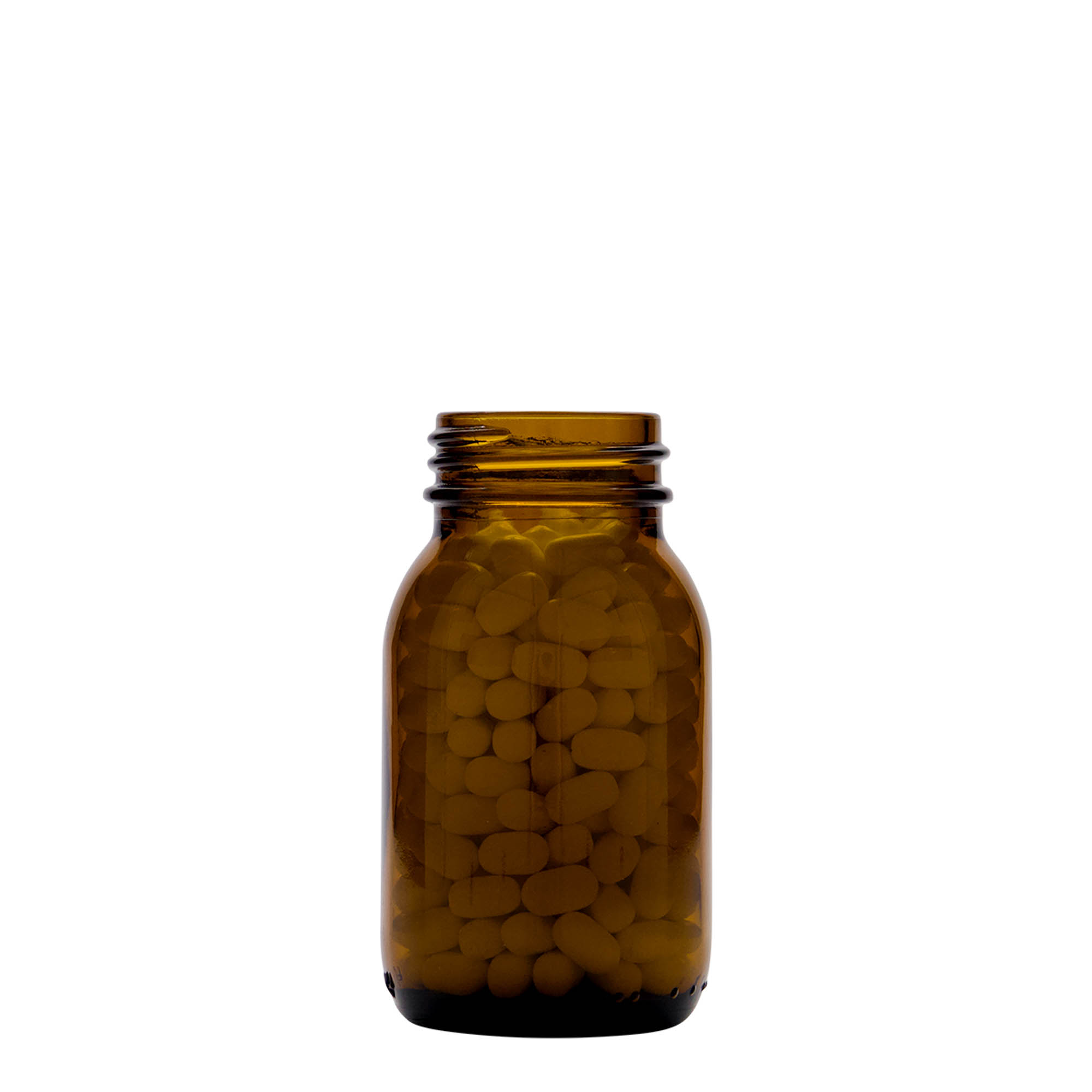 125 ml frasco de cuello ancho, marrón, boca: DIN 40