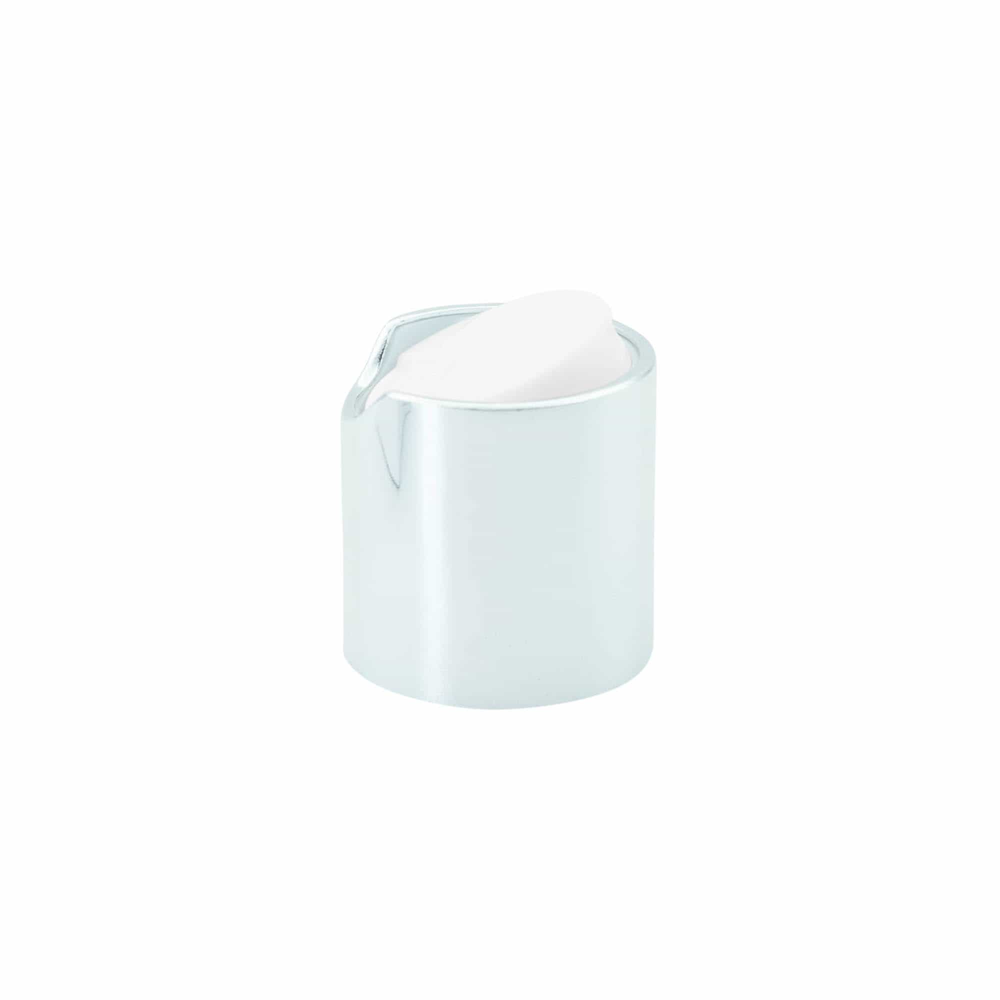 Tapa de rosca Disc Top, plástico PP, plateado, para boquilla: 24/410