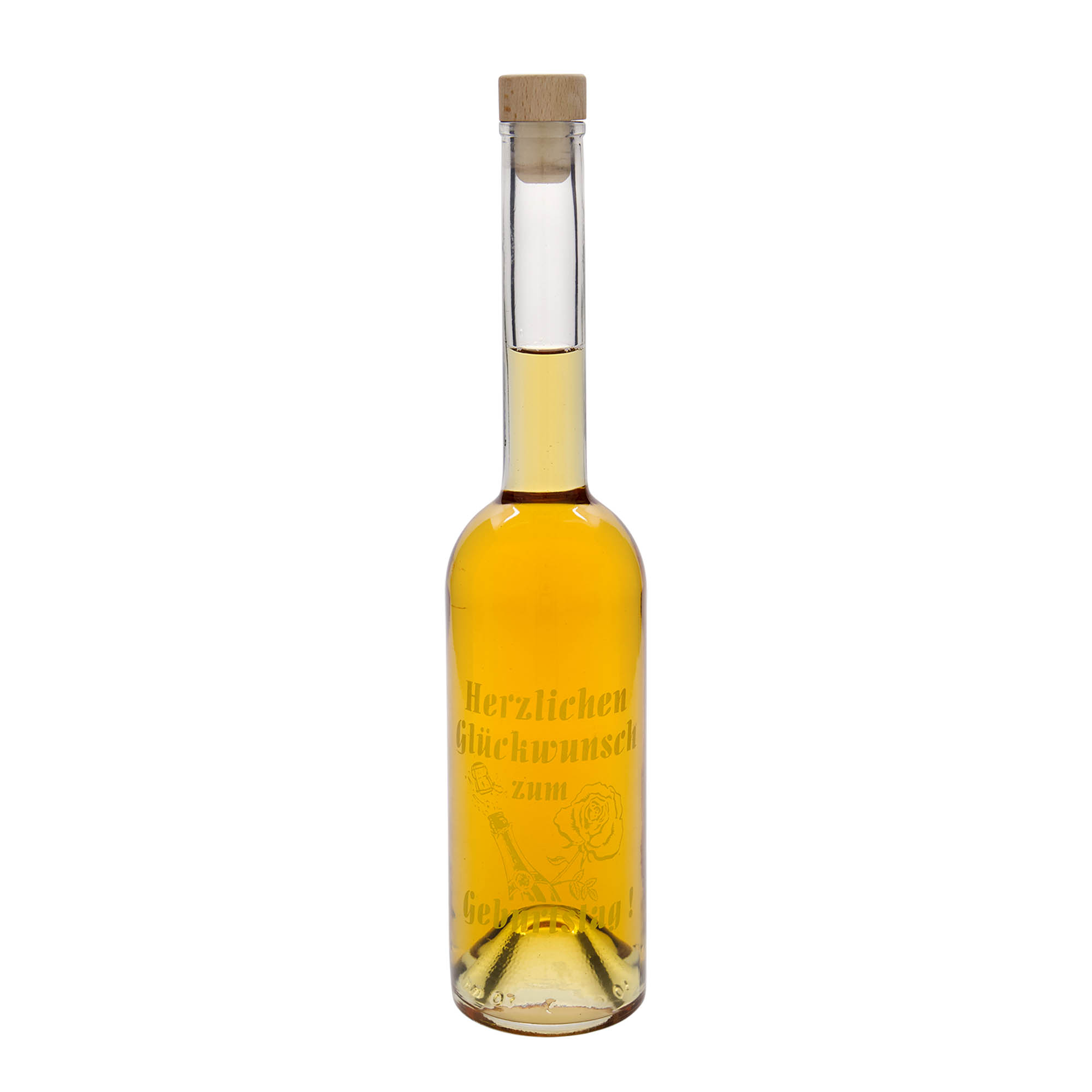 Botella de vidrio de 500 ml 'Opera', motivo: manzana, boca: corcho