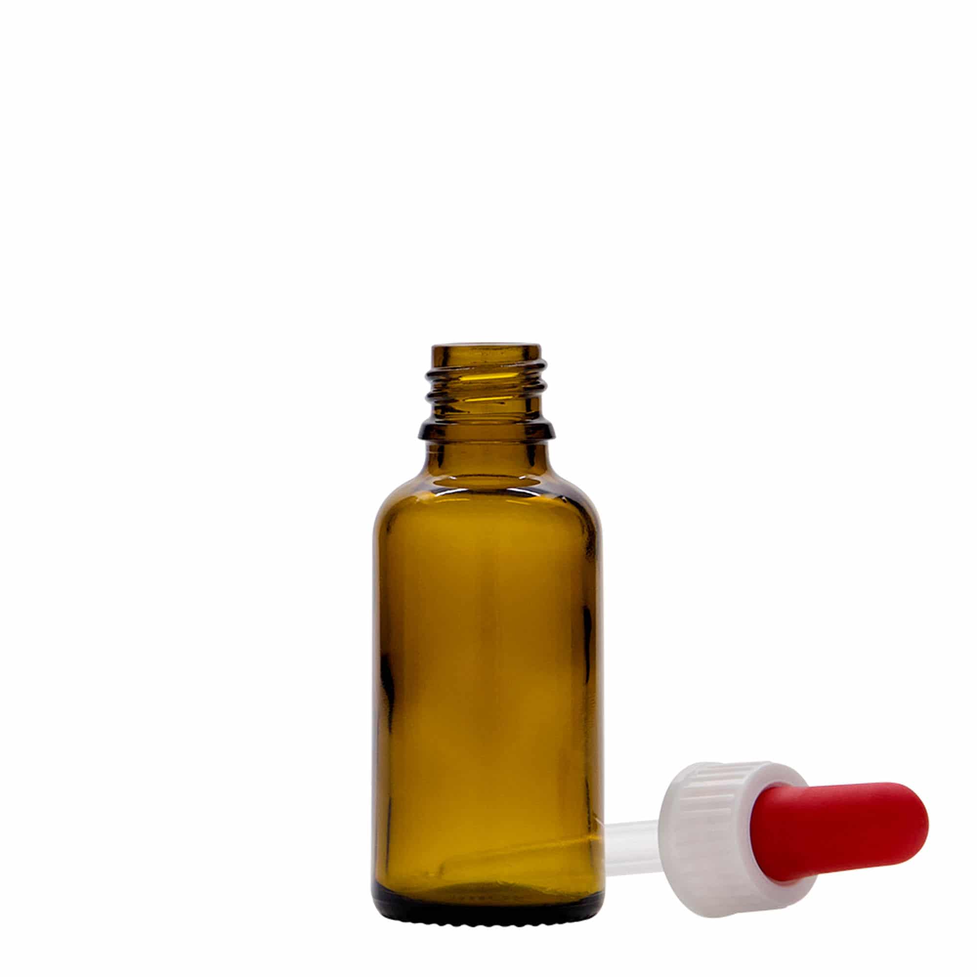 Frasco cuentagotas de 30 ml para medicina, vidrio, marrón, boca: DIN 18